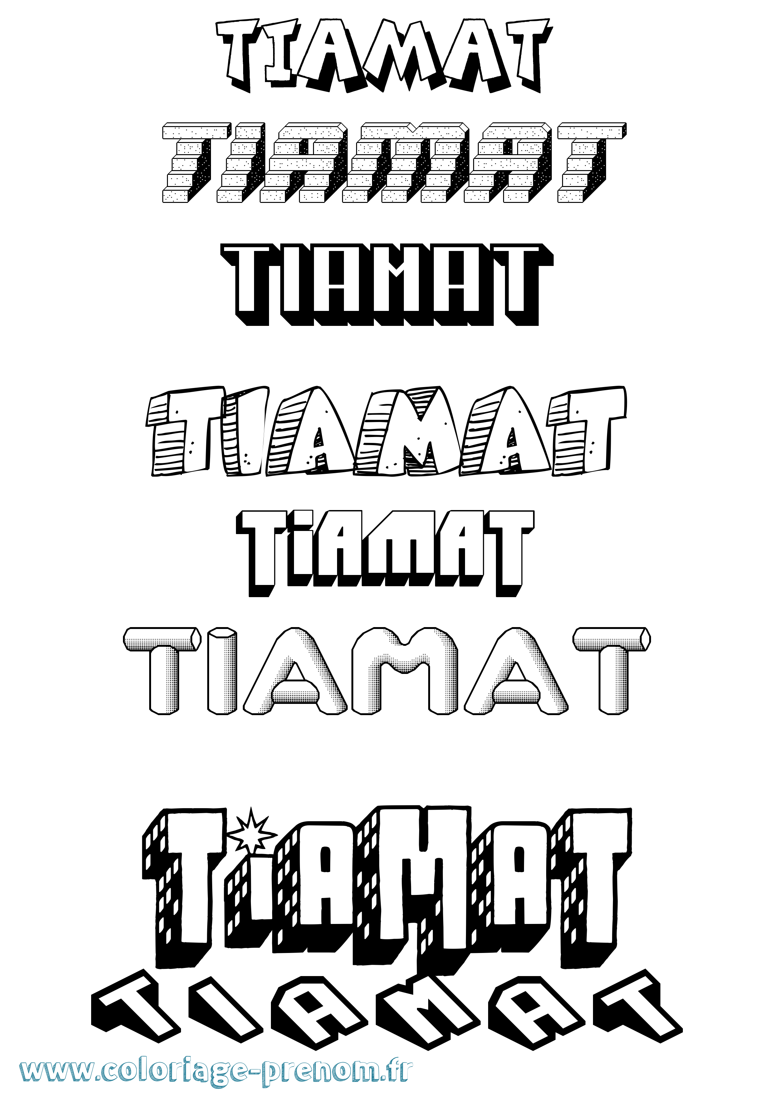 Coloriage prénom Tiamat Effet 3D