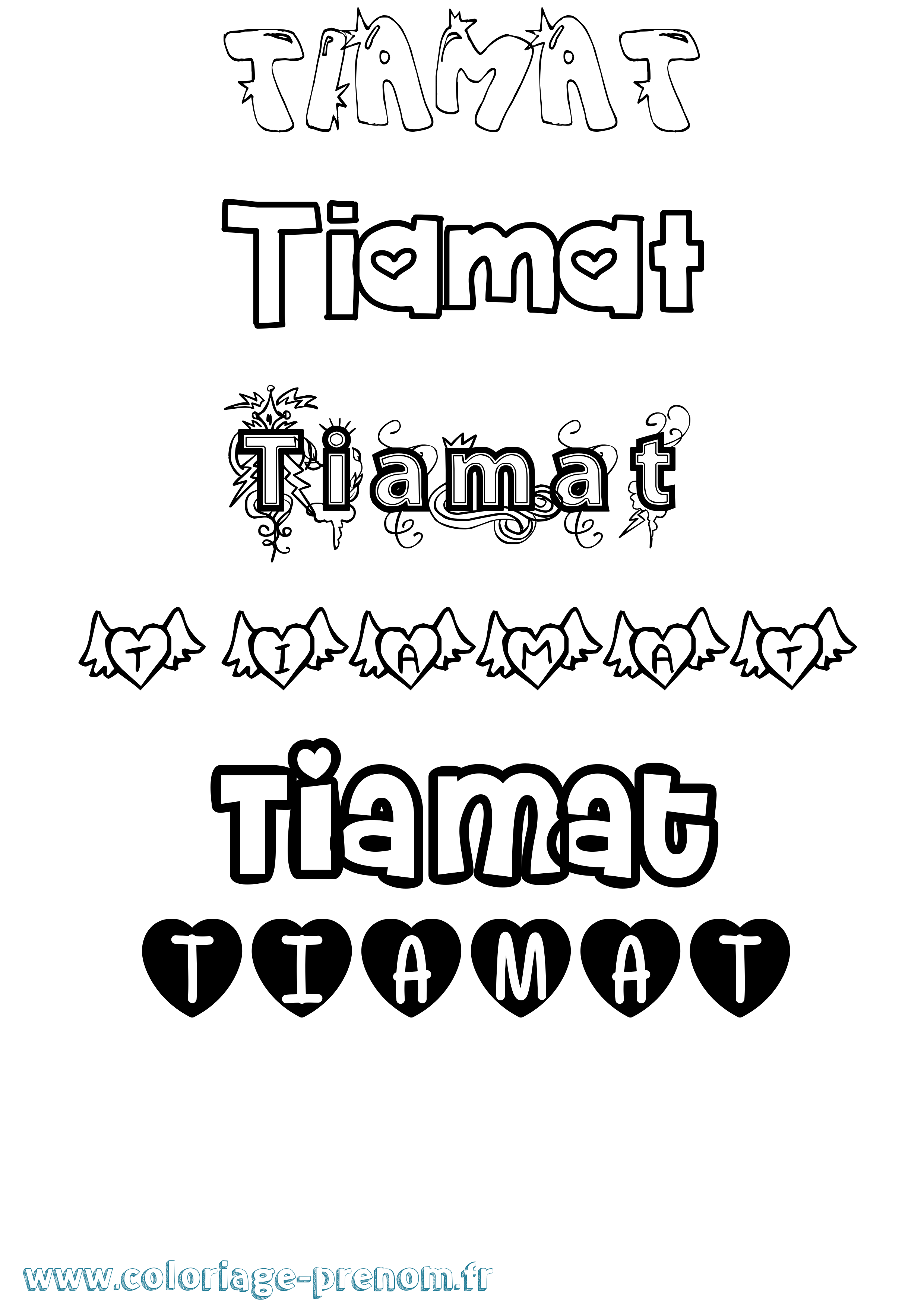 Coloriage prénom Tiamat Girly
