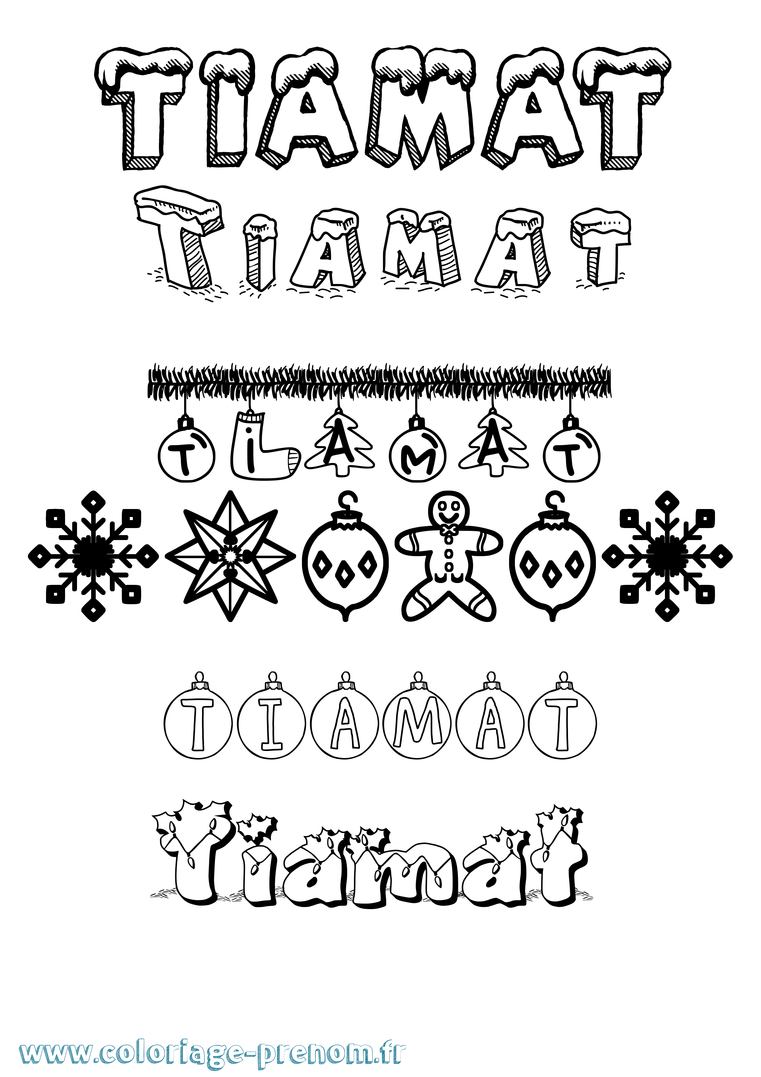 Coloriage Tiamat Noël Coloriage prénom Tiamat Noël