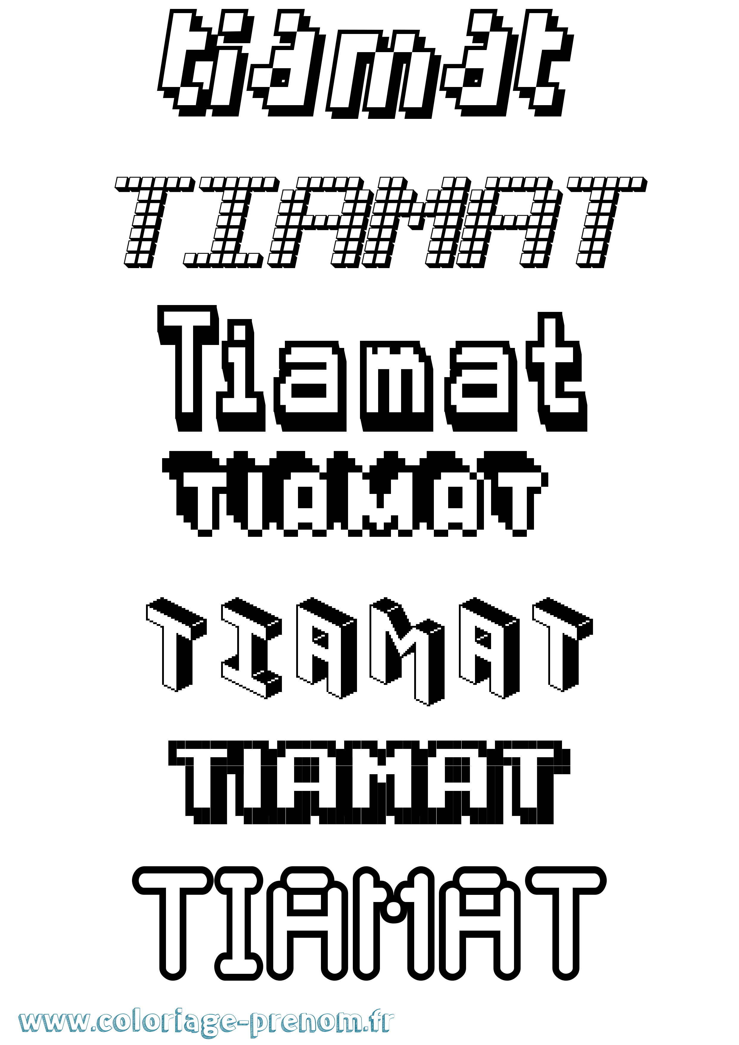 Coloriage prénom Tiamat Pixel