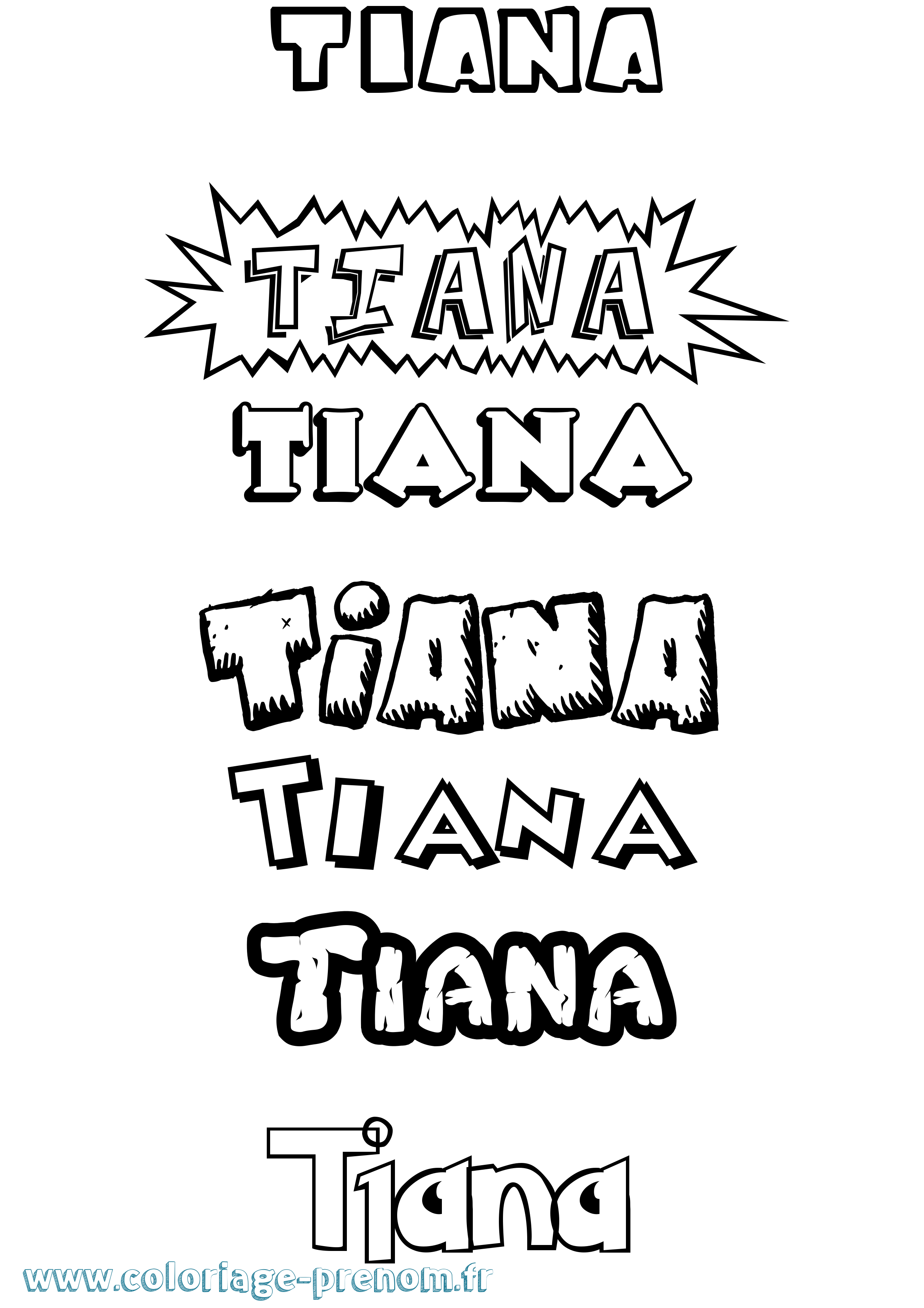 Coloriage prénom Tiana
