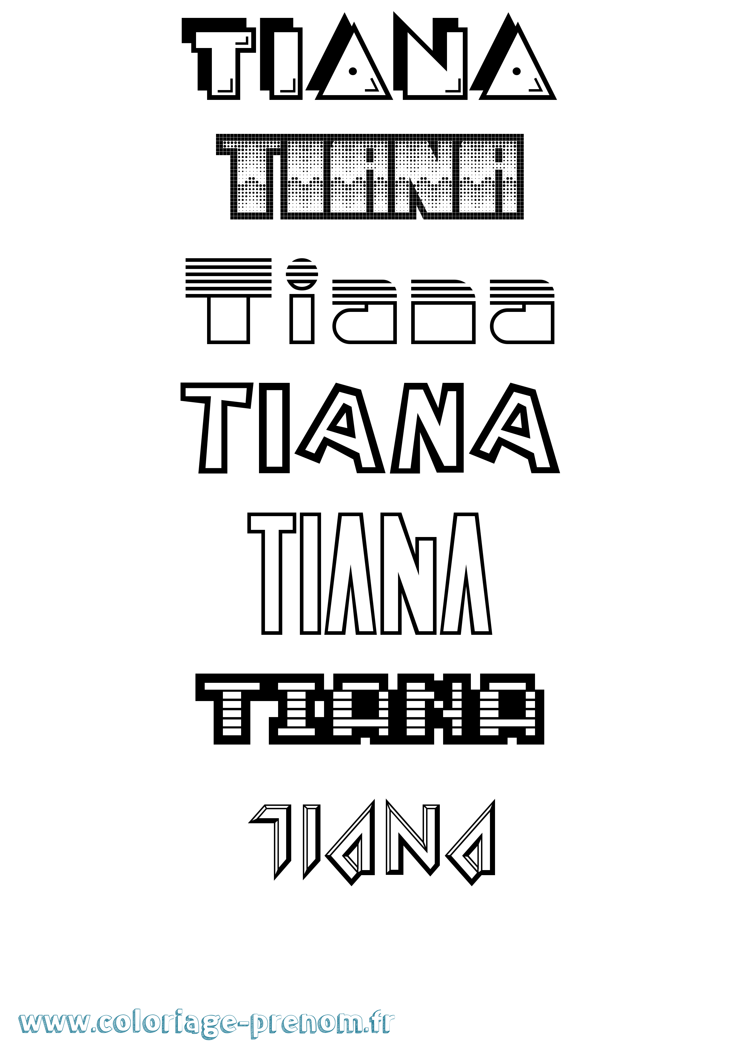 Coloriage prénom Tiana