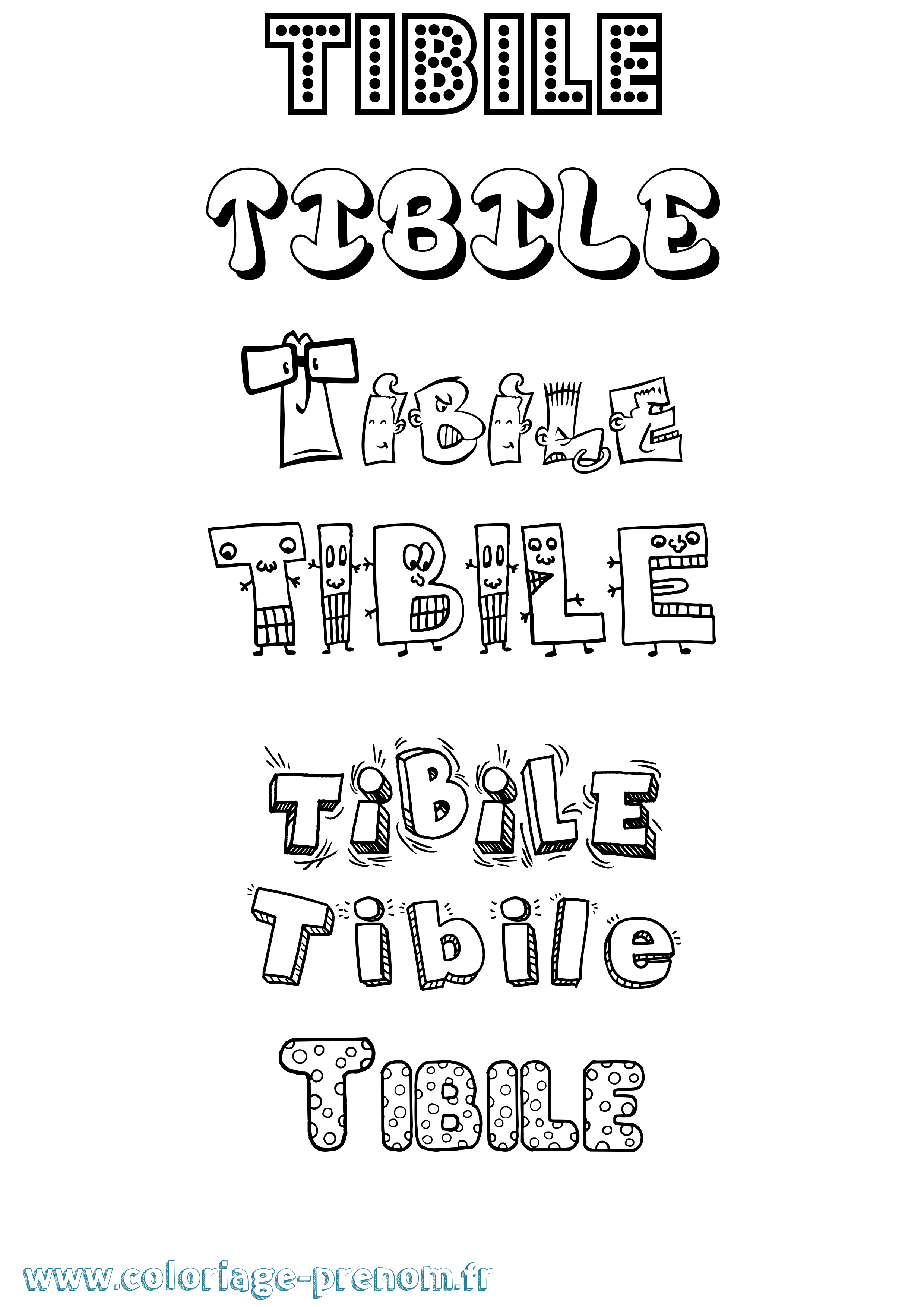 Coloriage prénom Tibile Fun