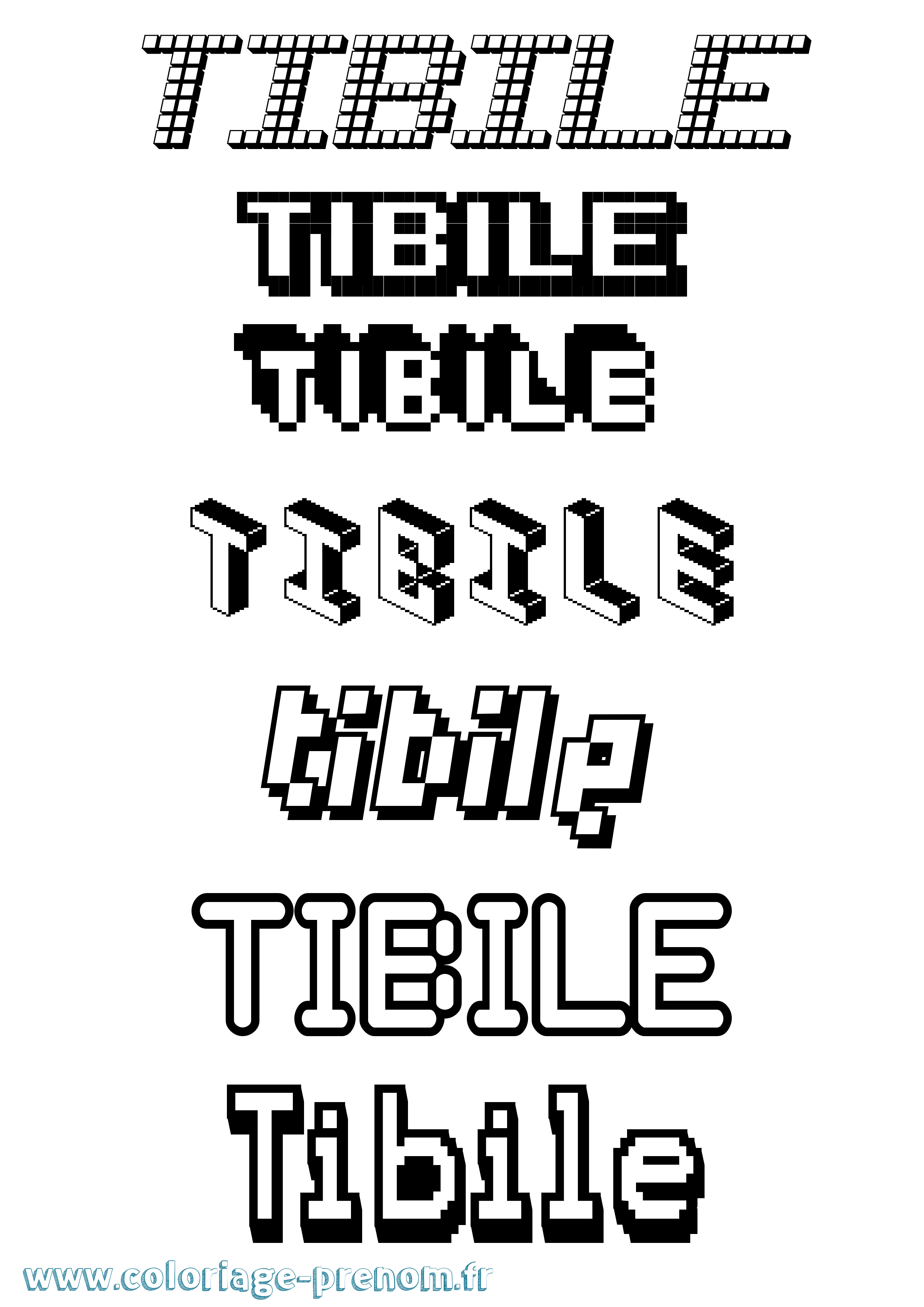 Coloriage prénom Tibile Pixel