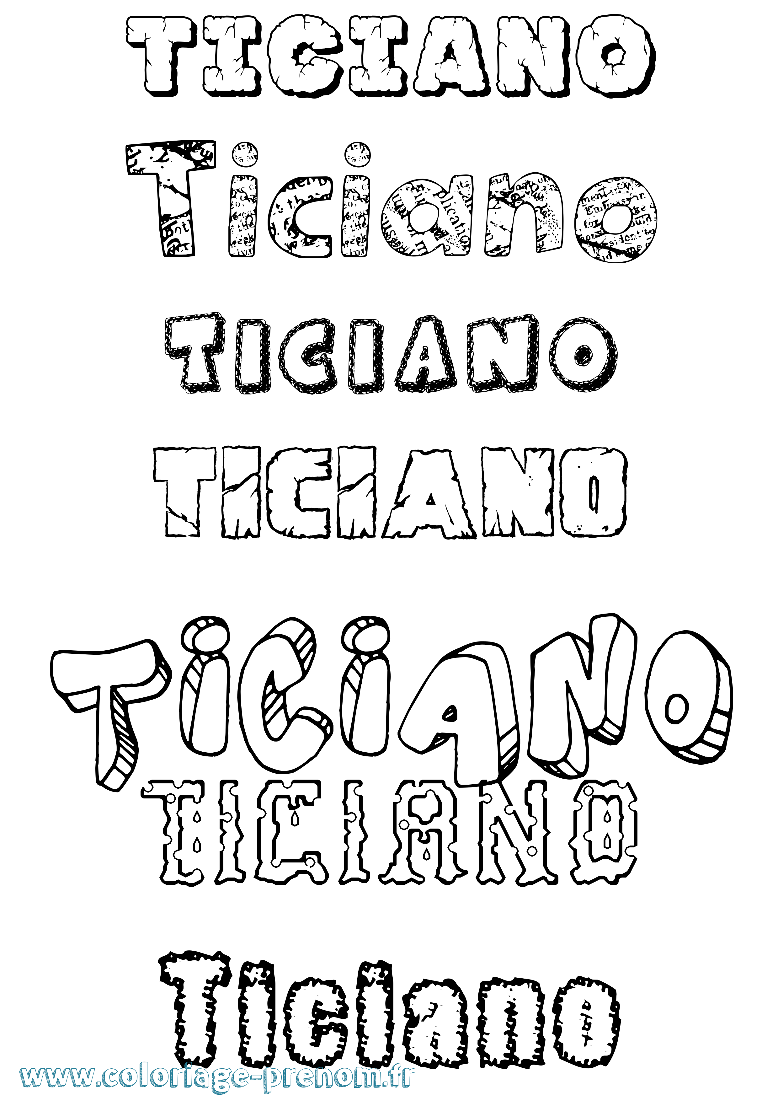 Coloriage prénom Ticiano Destructuré