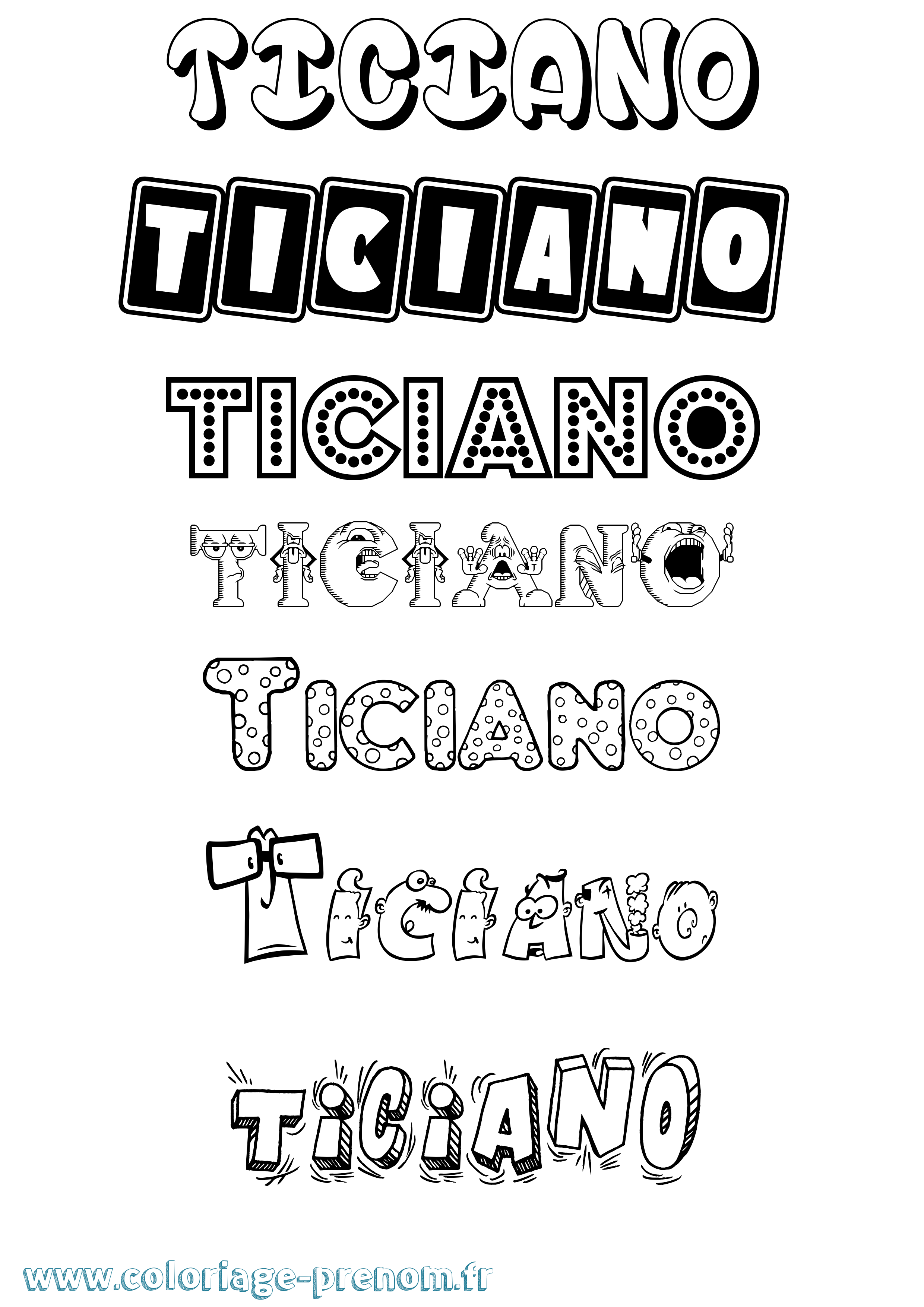 Coloriage prénom Ticiano Fun