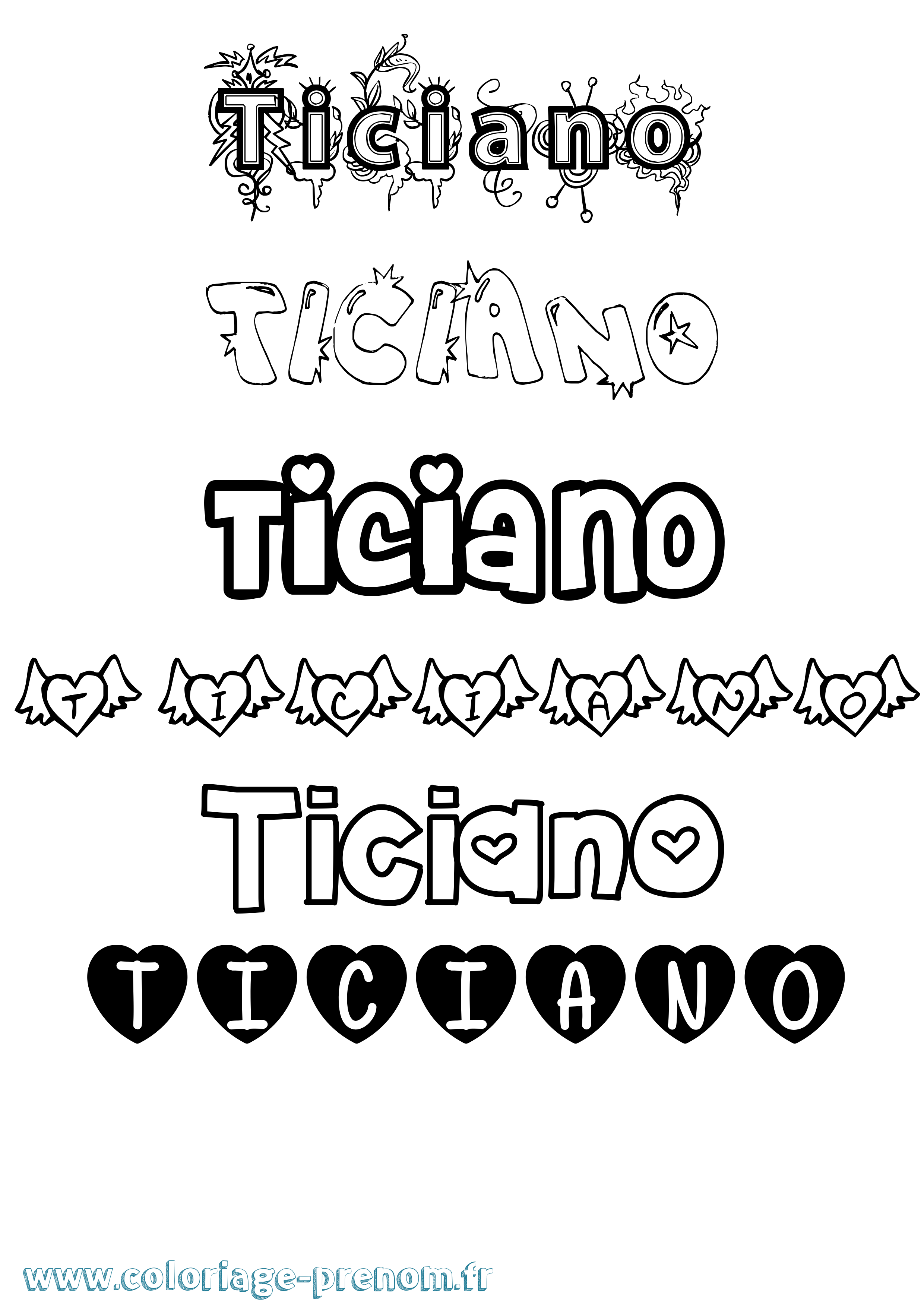 Coloriage prénom Ticiano Girly