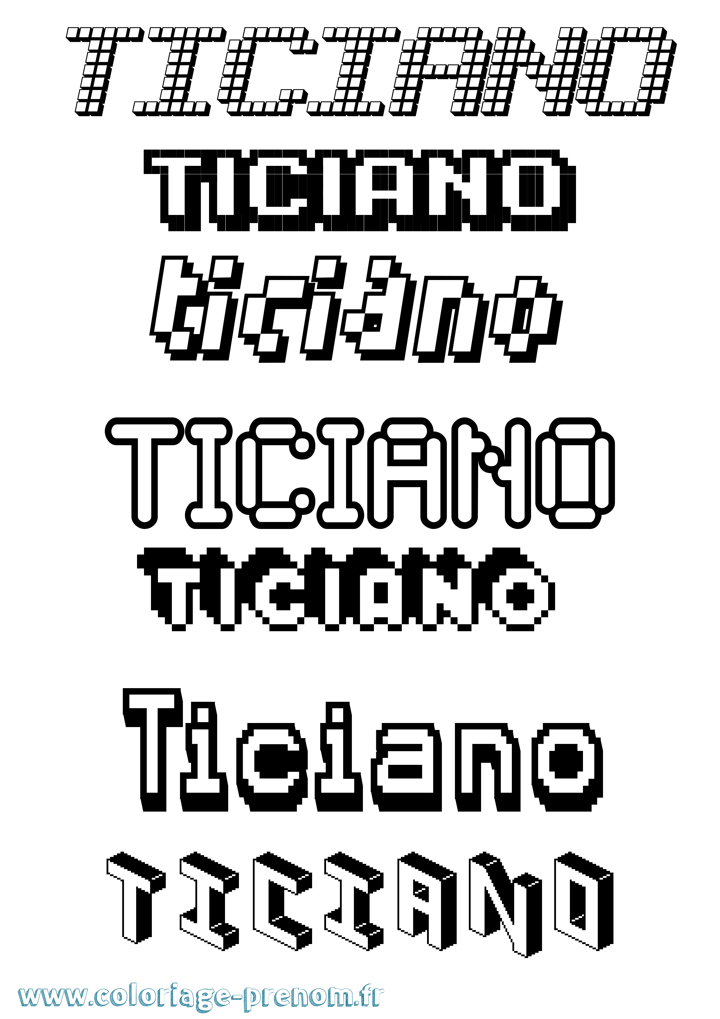 Coloriage prénom Ticiano Pixel