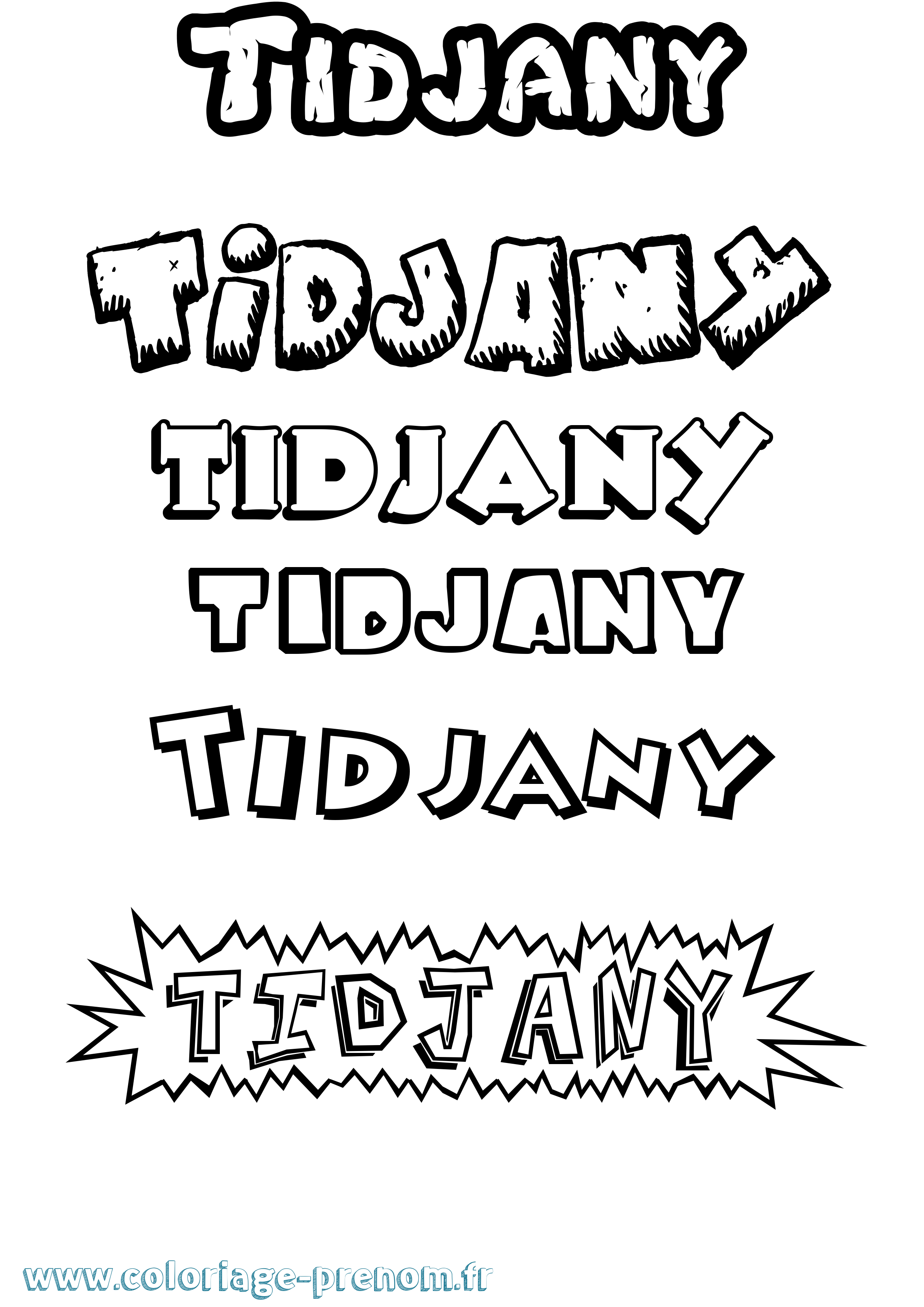 Coloriage prénom Tidjany Dessin Animé