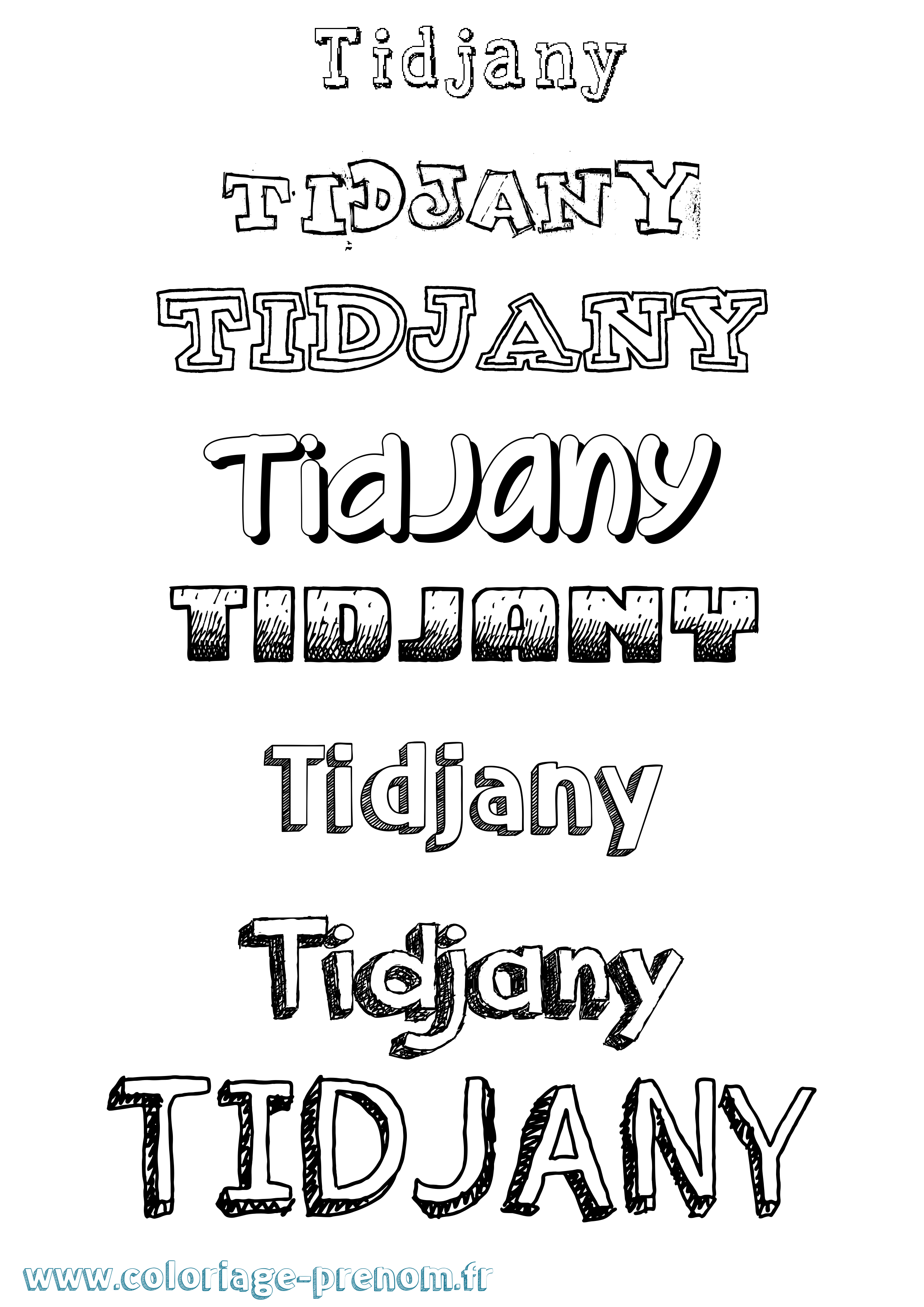 Coloriage prénom Tidjany Dessiné