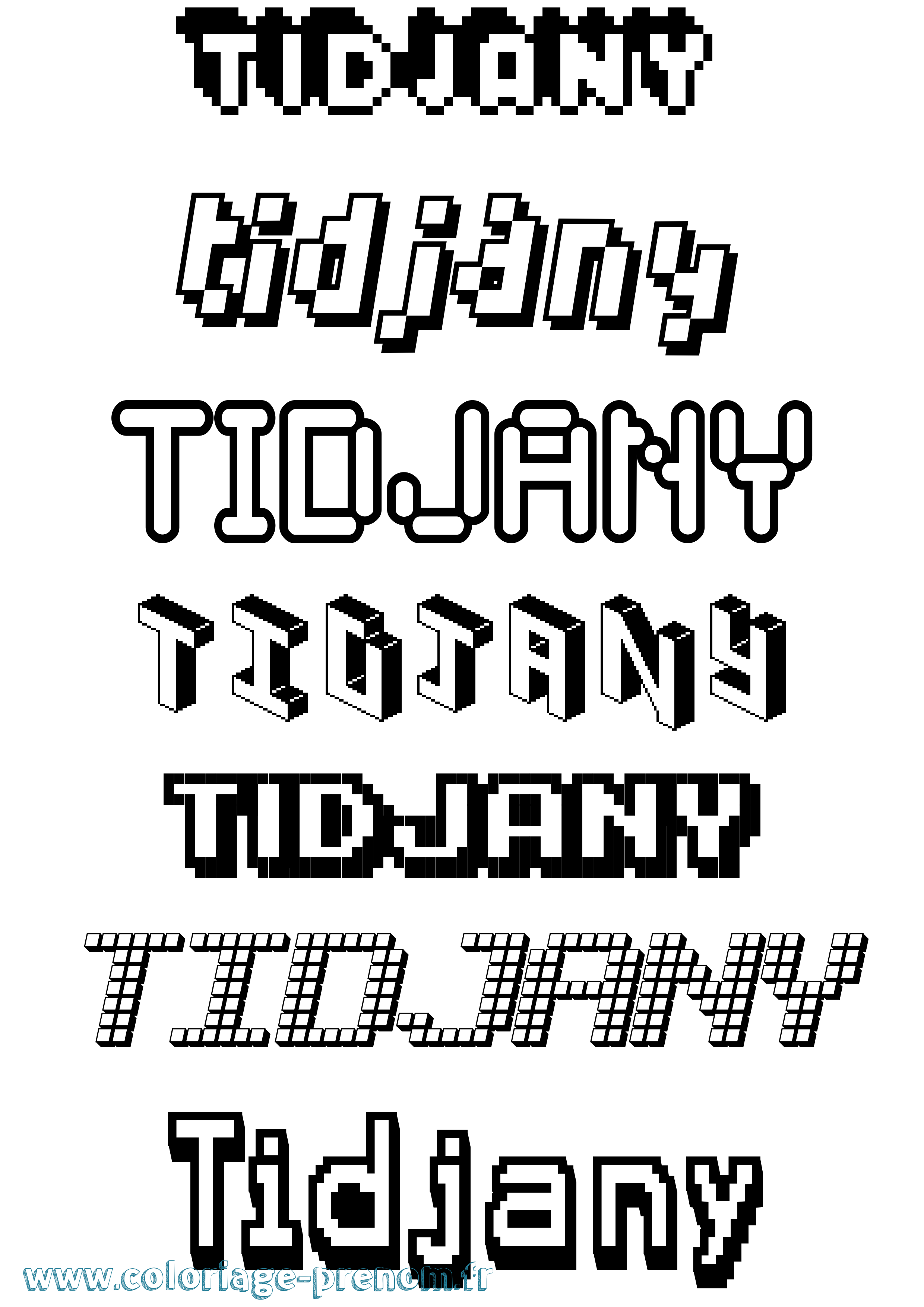 Coloriage prénom Tidjany Pixel