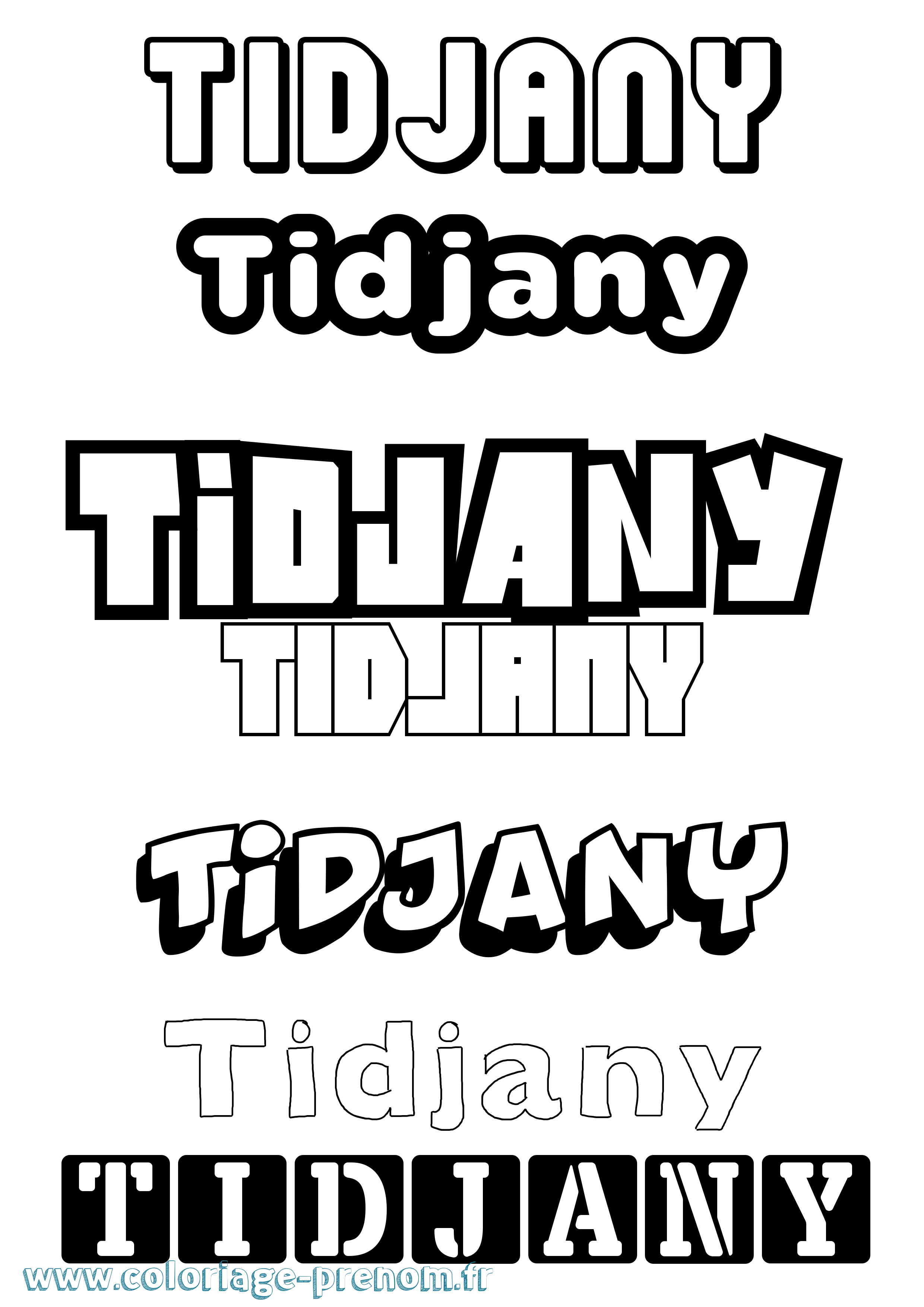 Coloriage prénom Tidjany Simple