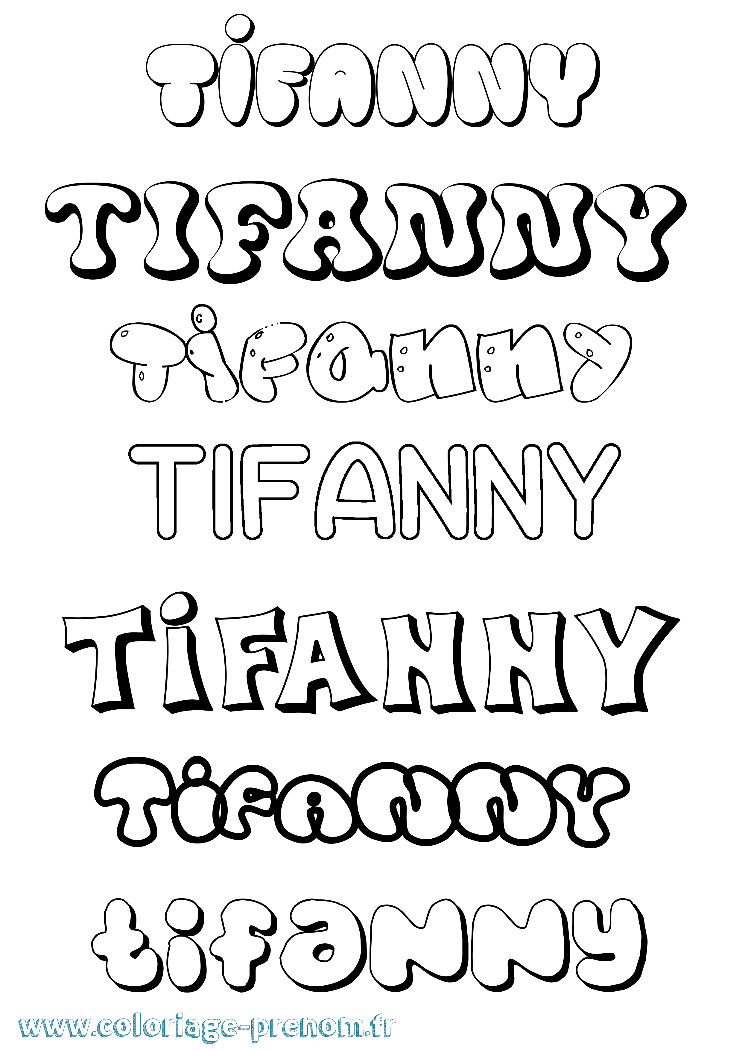 Coloriage prénom Tifanny Bubble