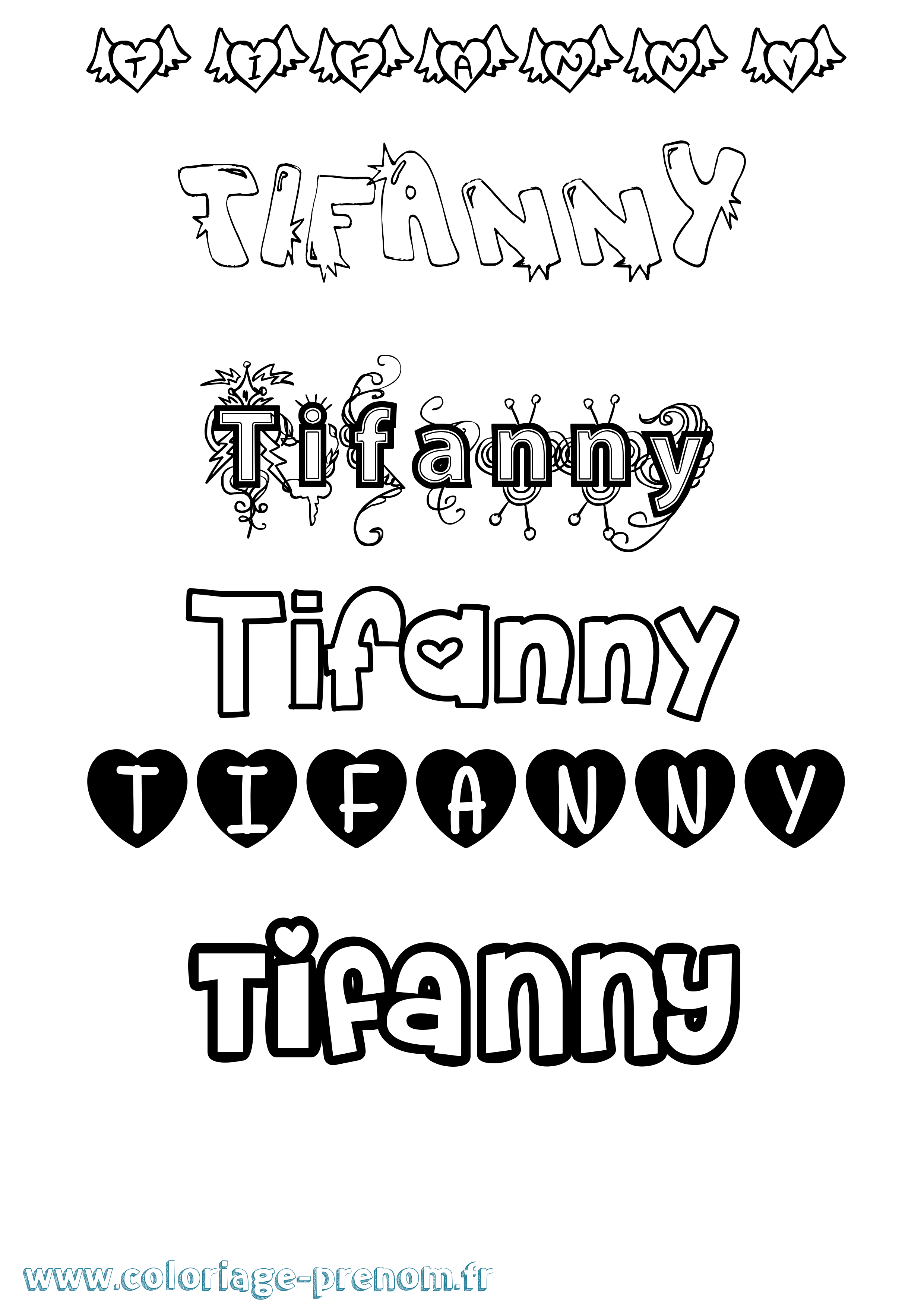 Coloriage prénom Tifanny Girly