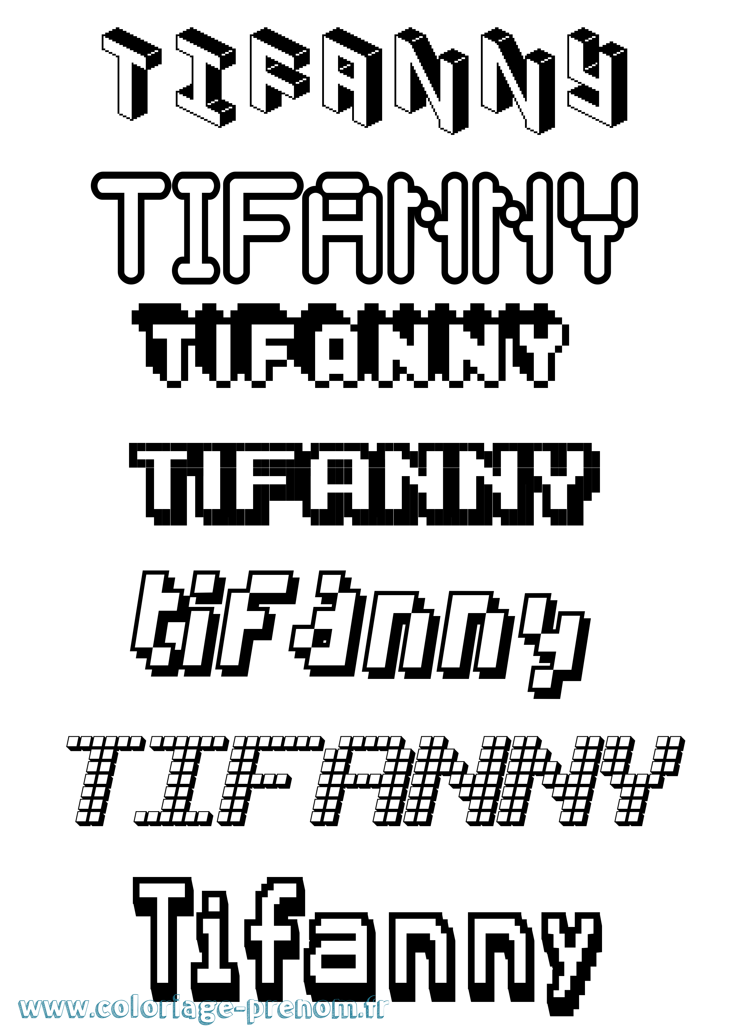 Coloriage prénom Tifanny Pixel