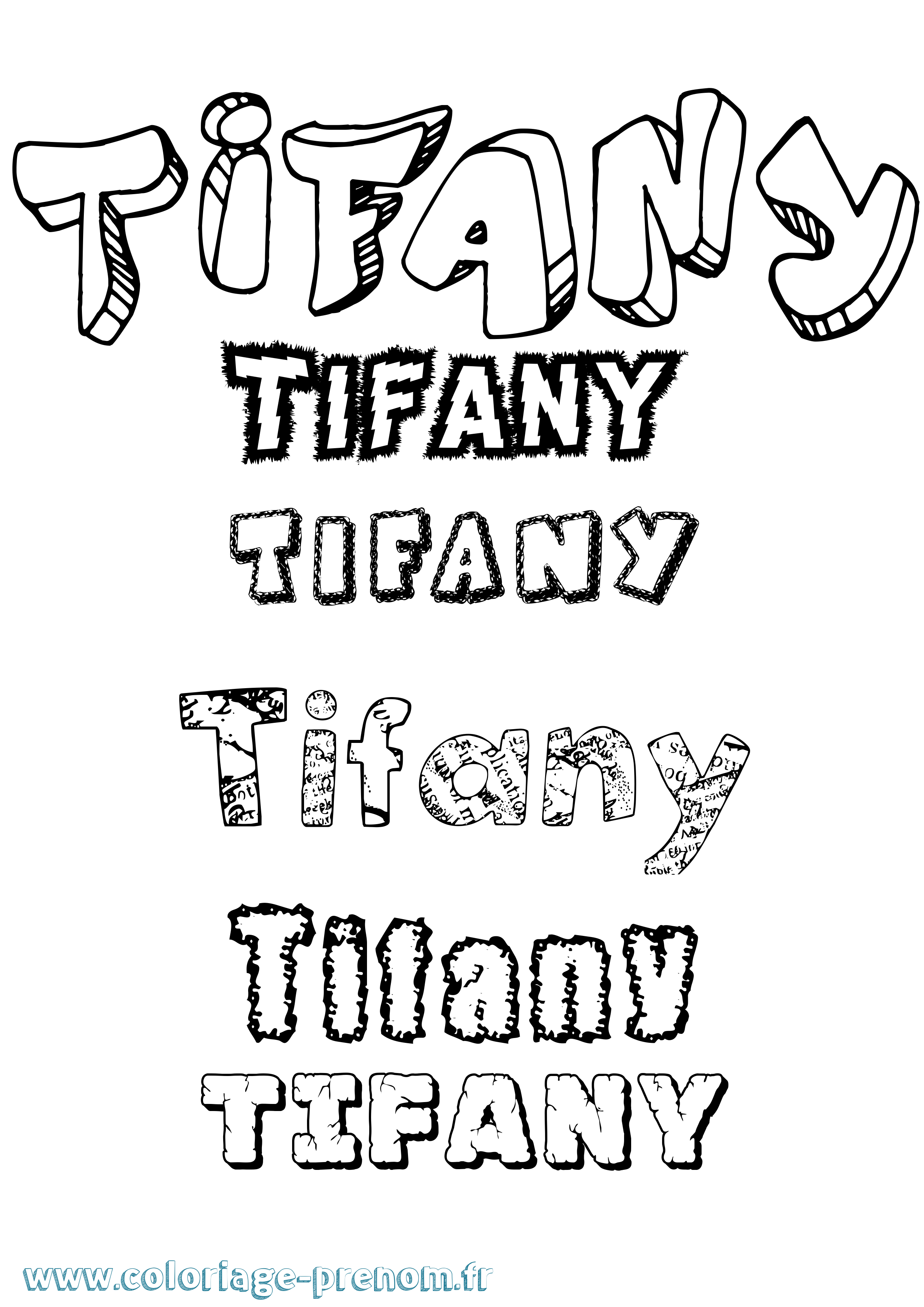 Coloriage prénom Tifany Destructuré