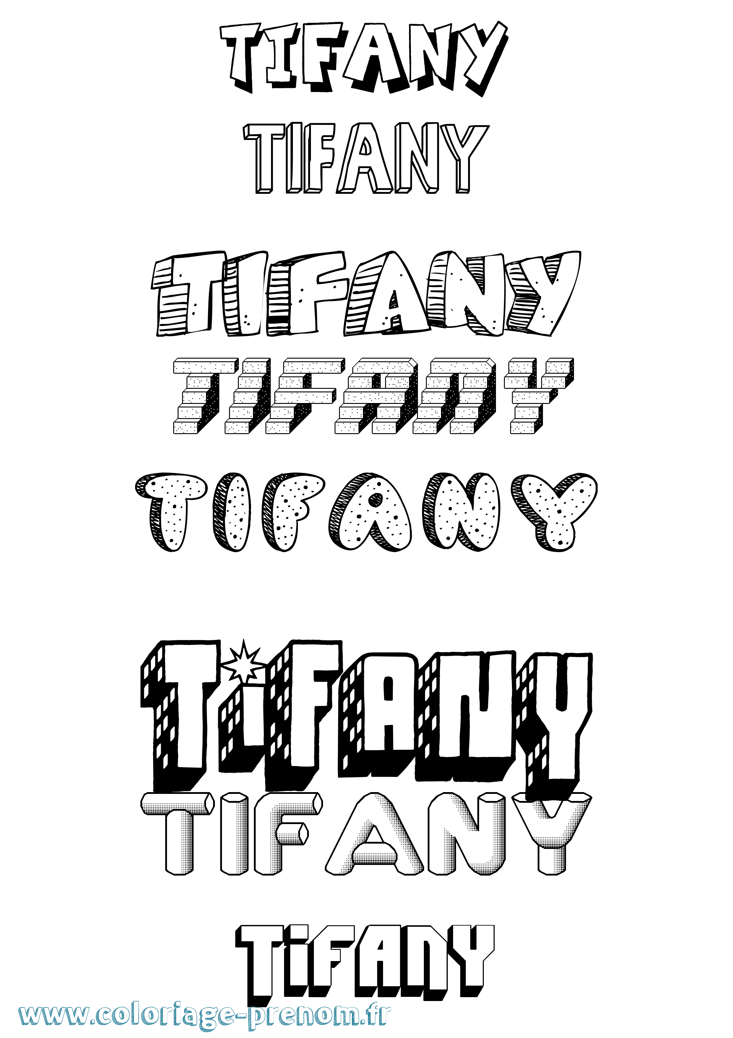 Coloriage prénom Tifany Effet 3D