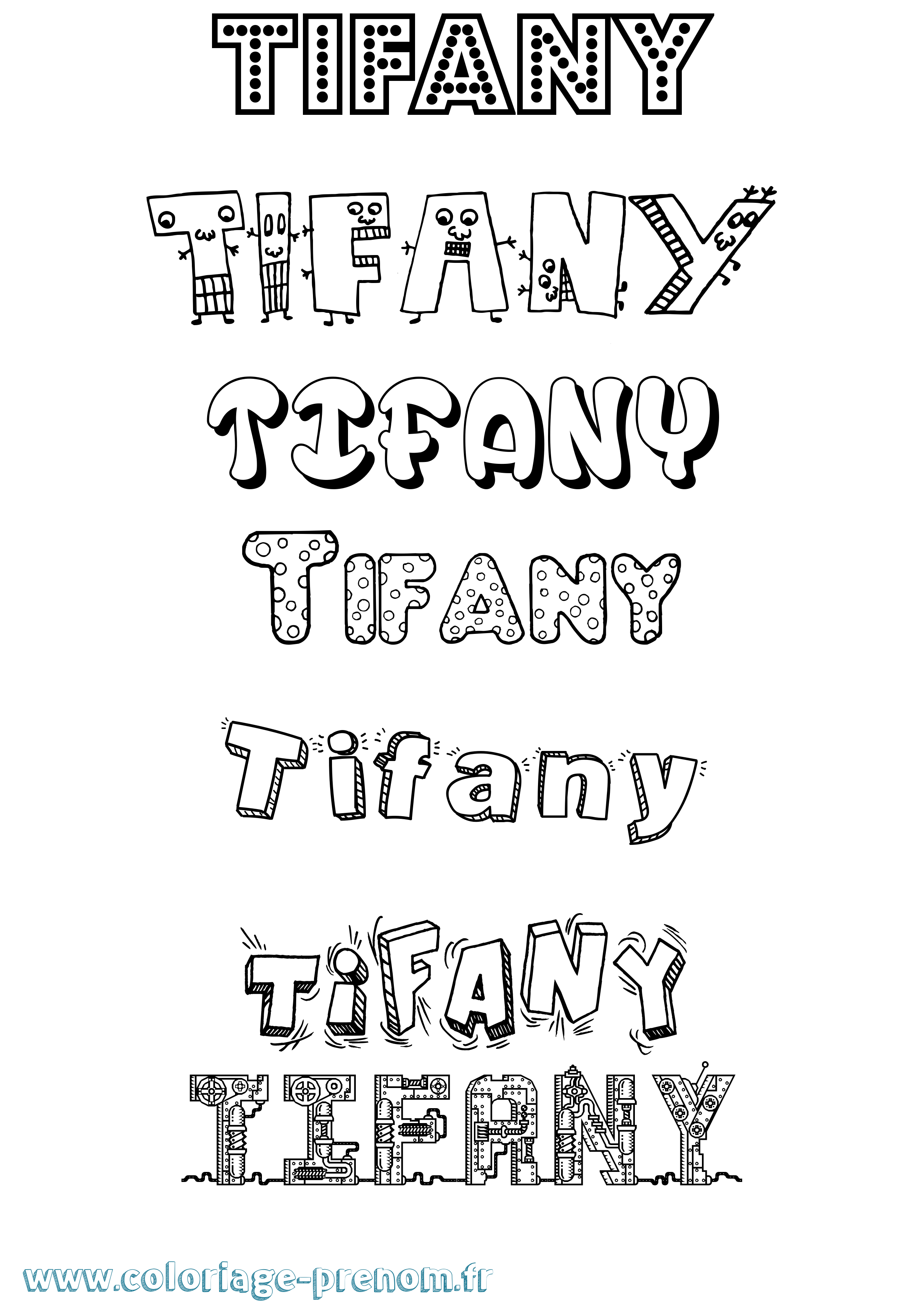 Coloriage prénom Tifany Fun