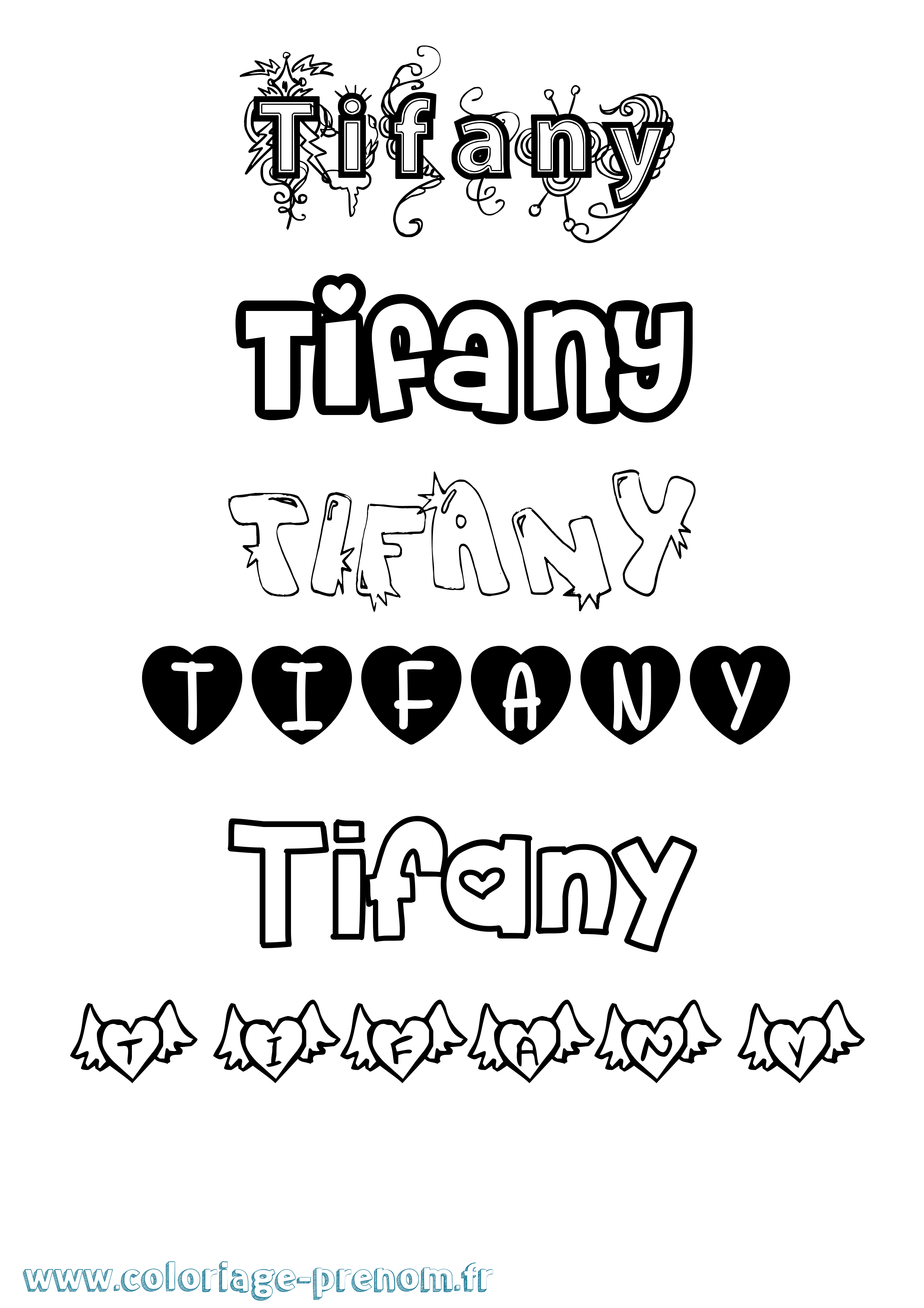 Coloriage prénom Tifany Girly