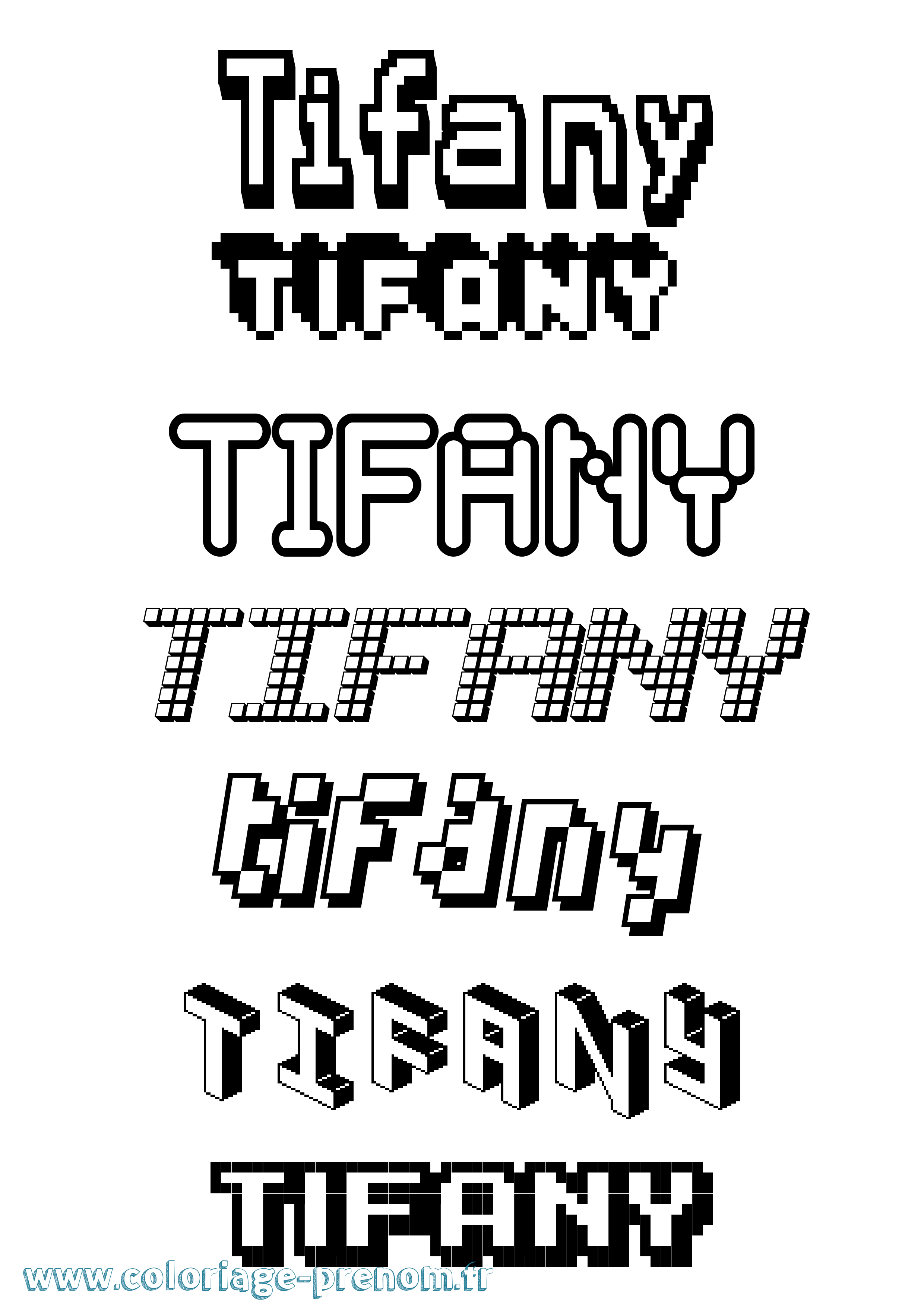 Coloriage prénom Tifany Pixel
