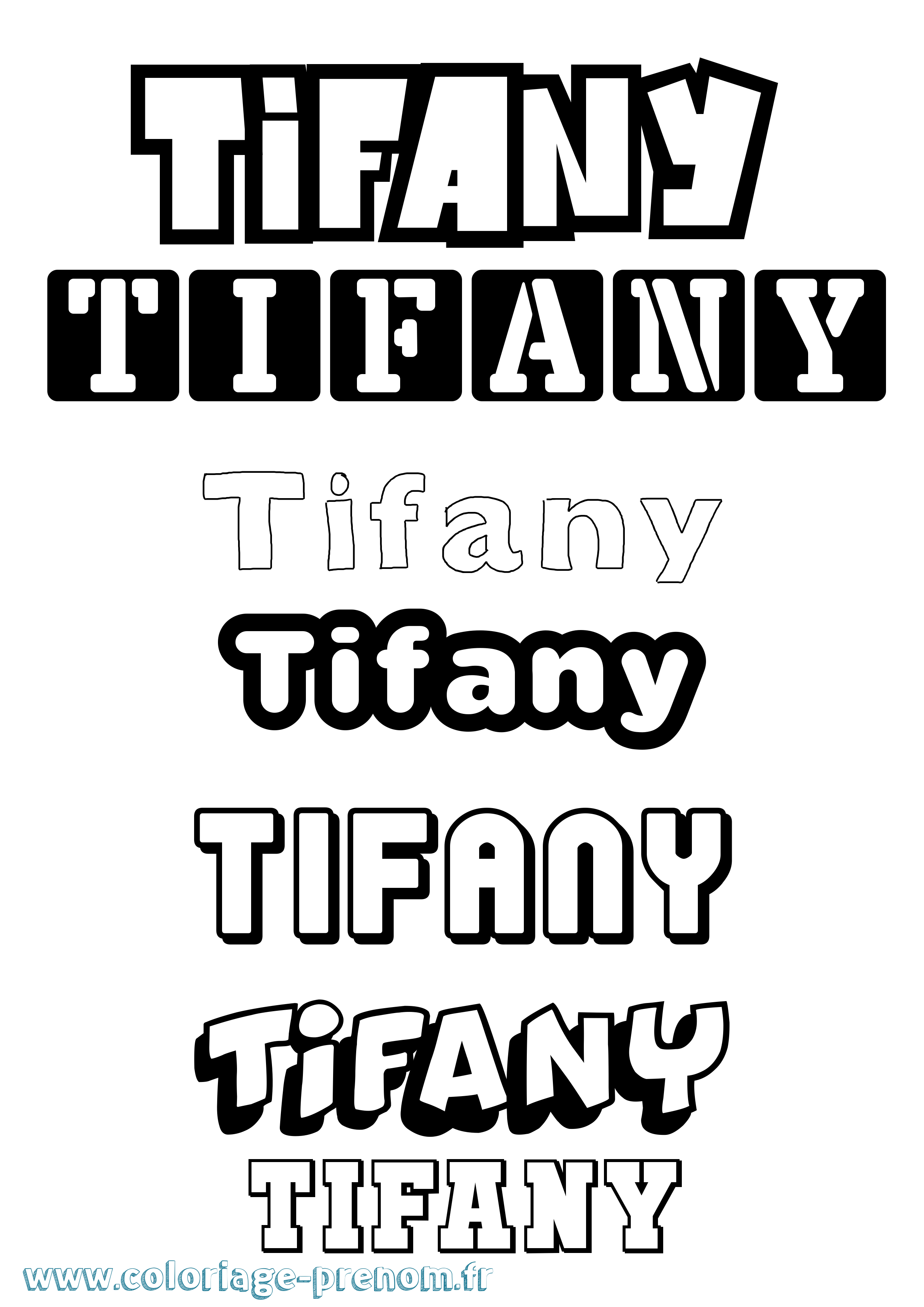 Coloriage prénom Tifany Simple
