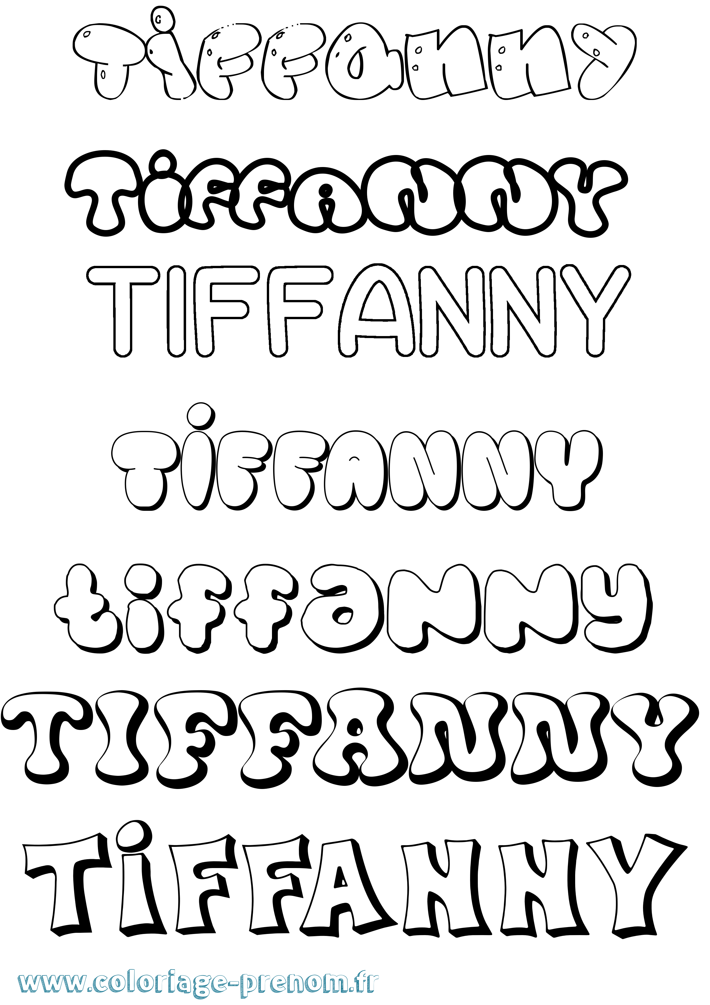 Coloriage prénom Tiffanny Bubble