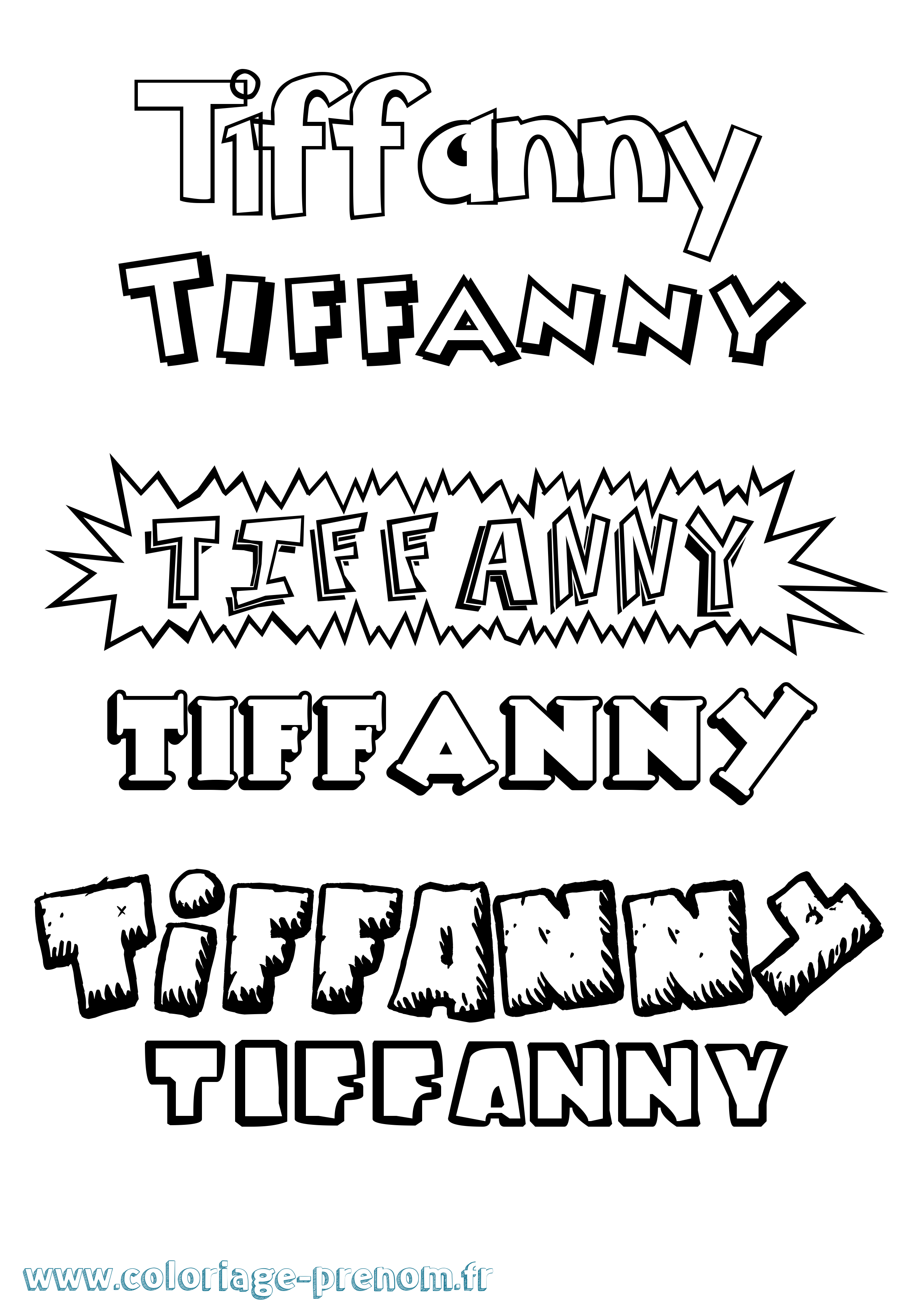 Coloriage Tiffanny Dessin Animé Coloriage prénom Tiffanny Dessin Animé