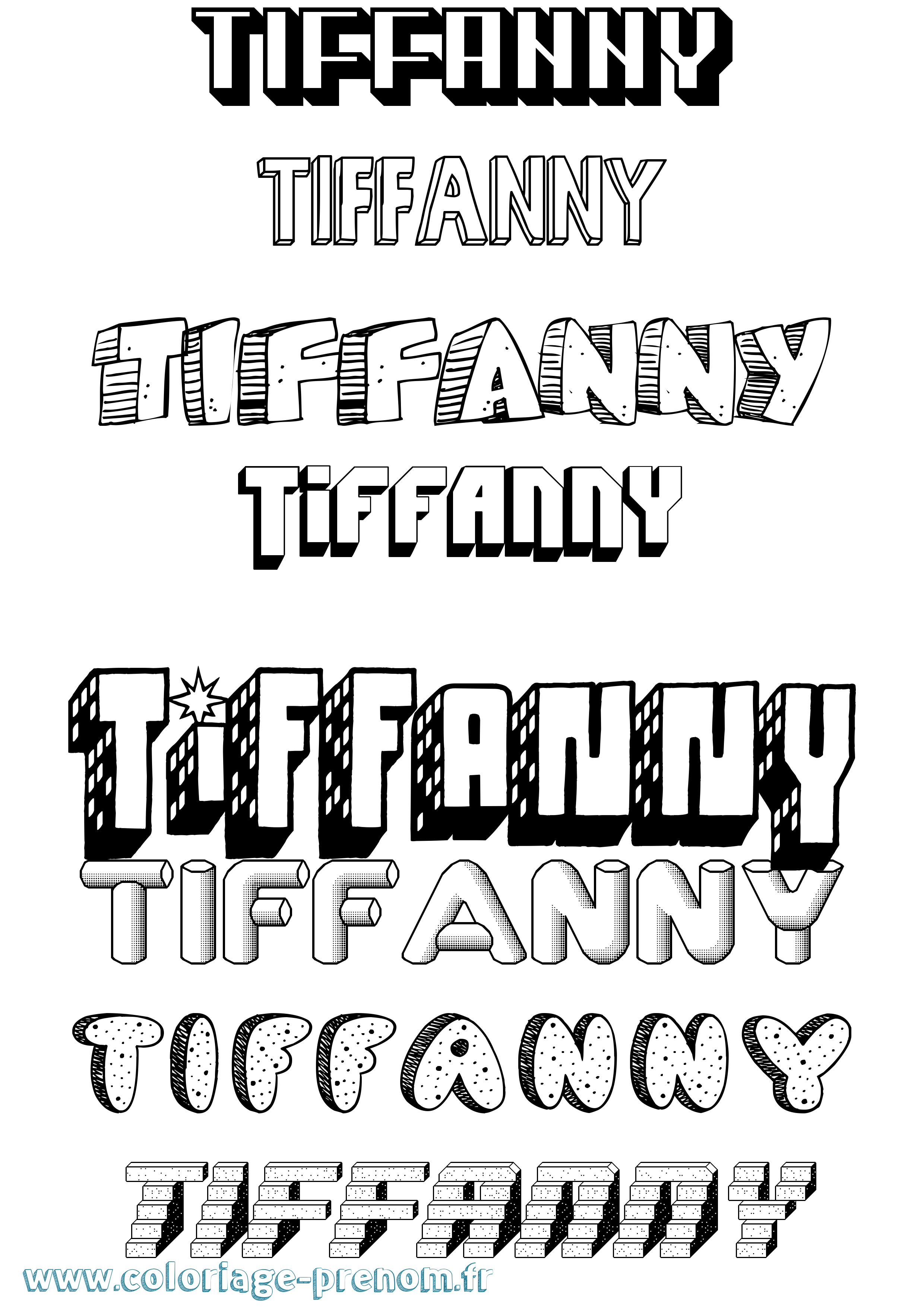 Coloriage prénom Tiffanny Effet 3D