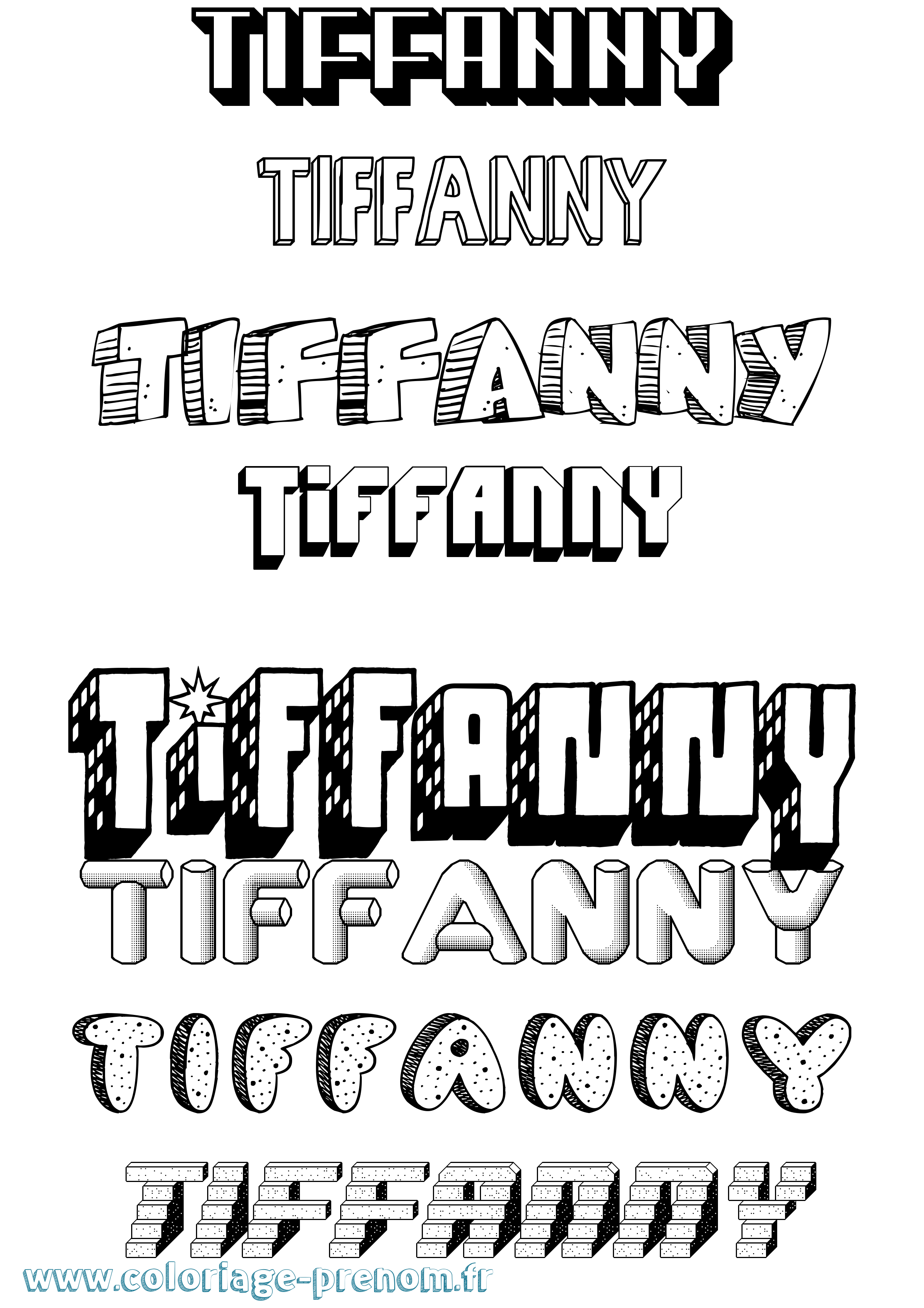 Coloriage Tiffanny Effet 3D Coloriage prénom Tiffanny Effet 3D