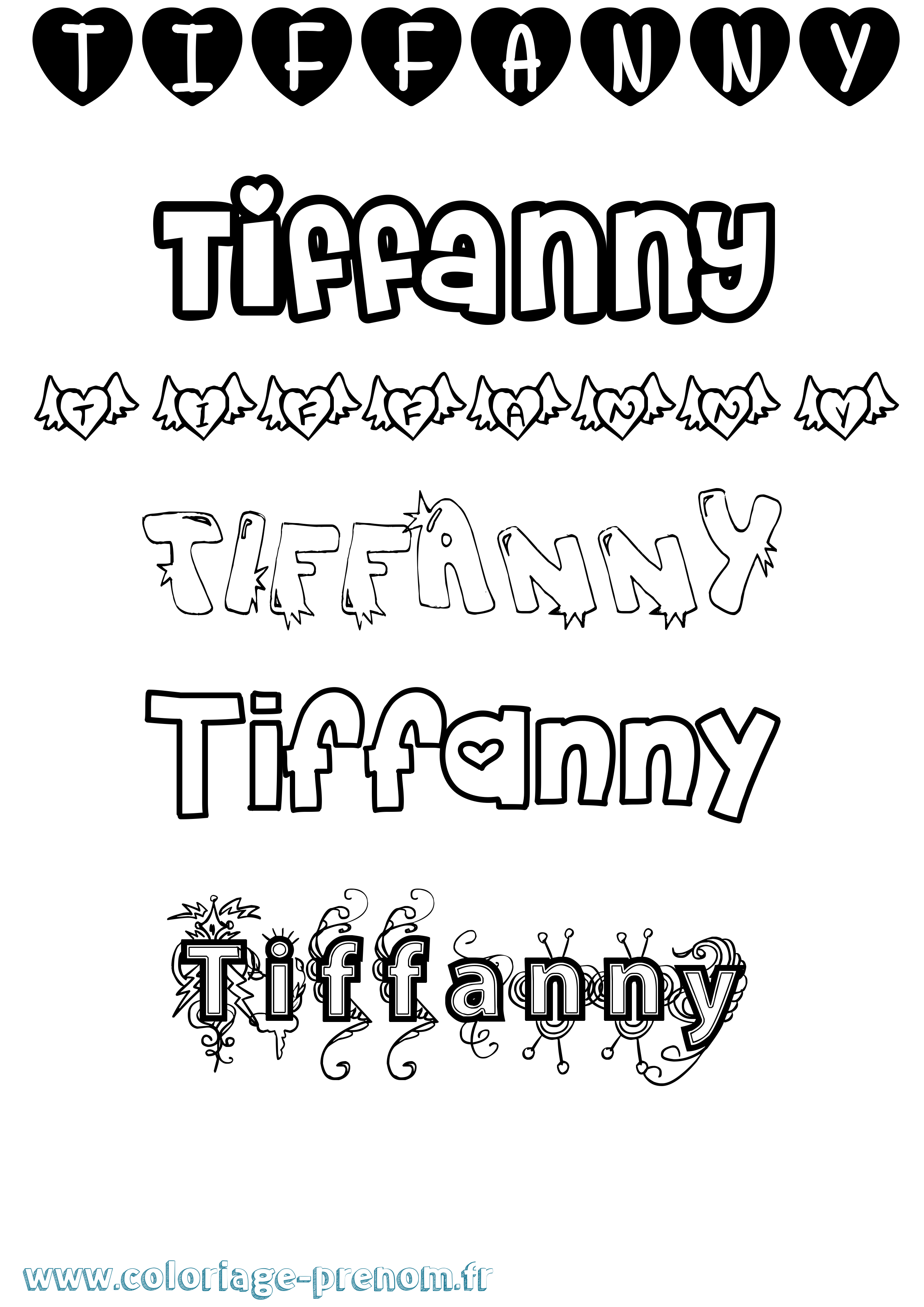 Coloriage prénom Tiffanny Girly