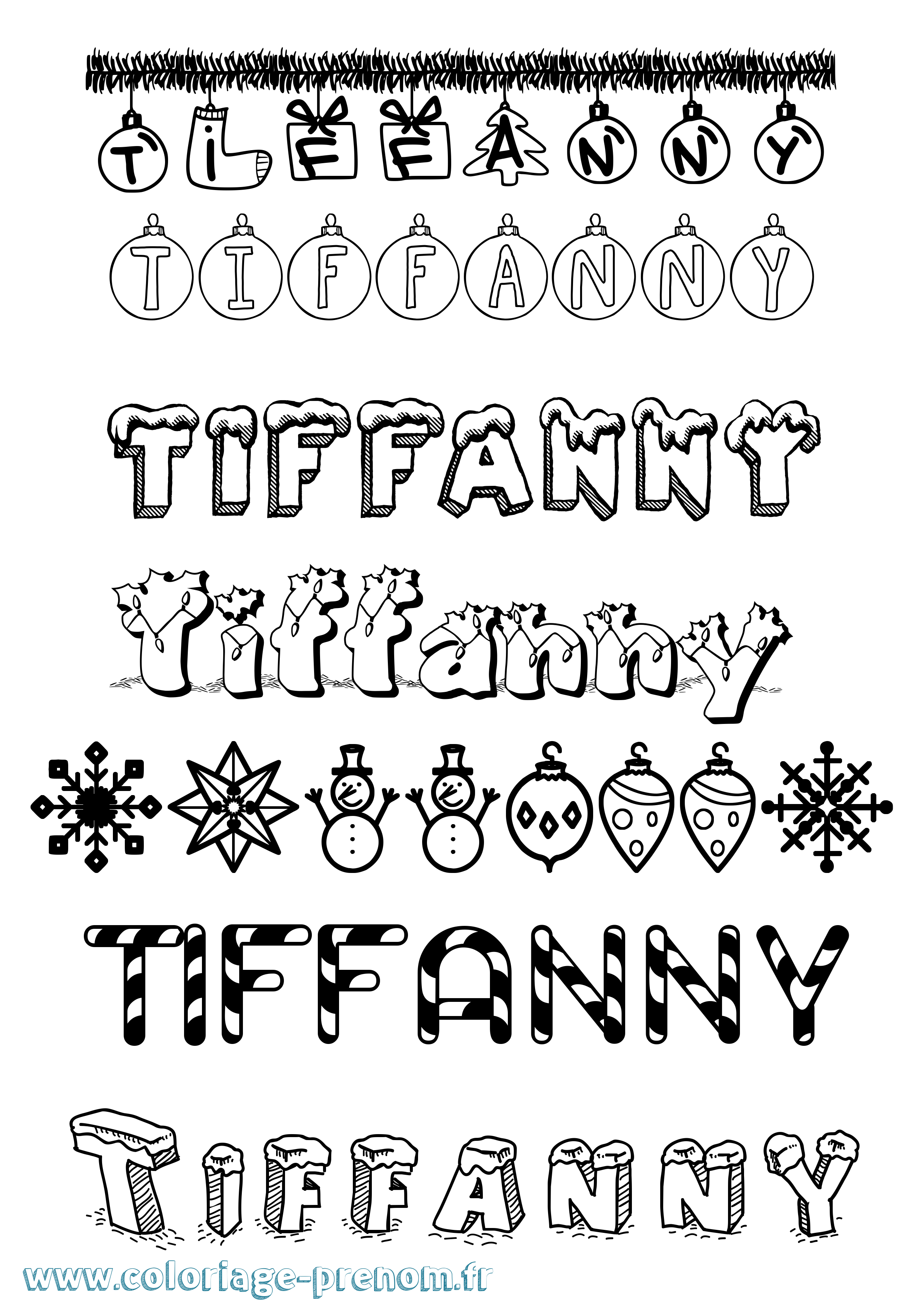Coloriage prénom Tiffanny Noël