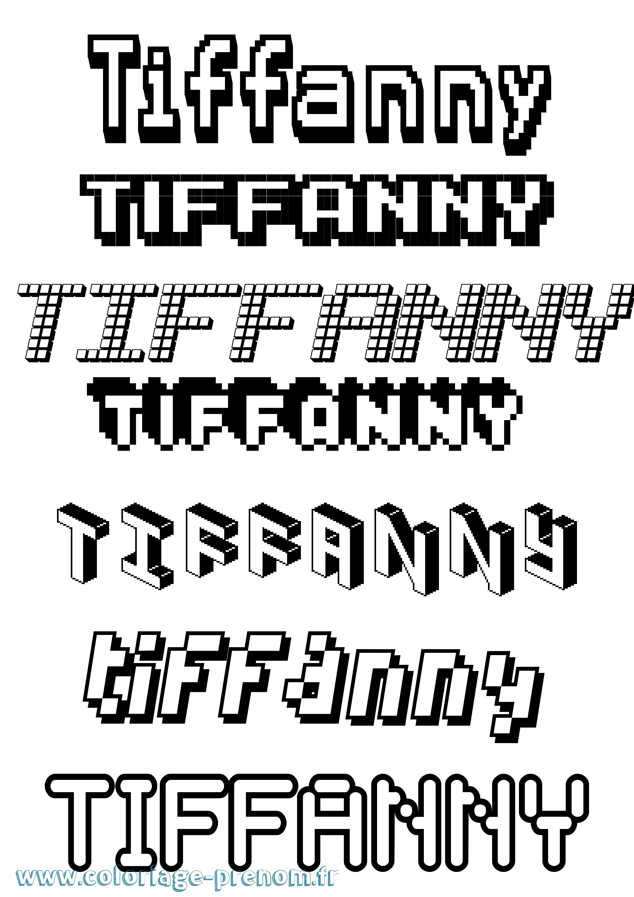 Coloriage prénom Tiffanny Pixel