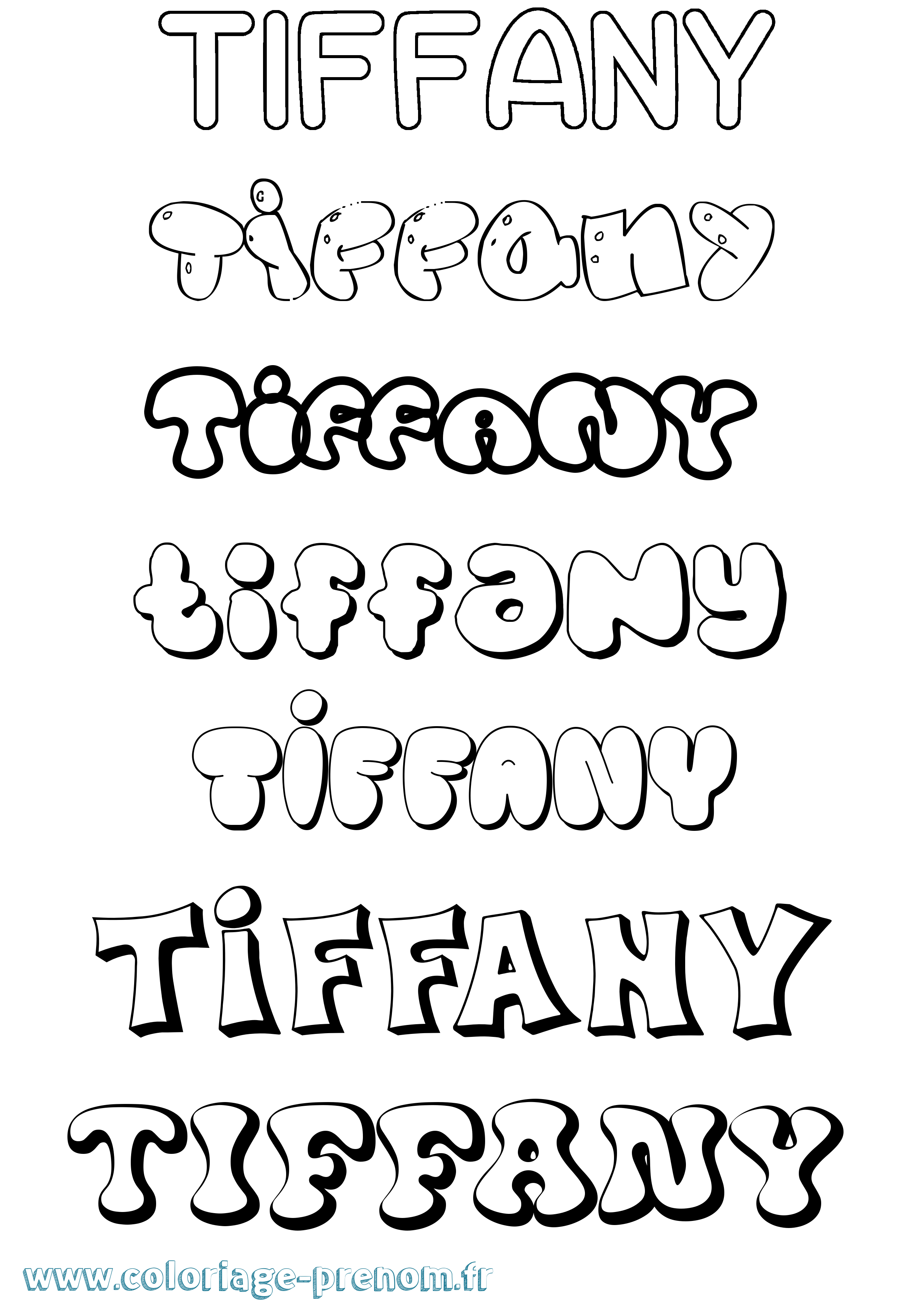 Coloriage prénom Tiffany Bubble