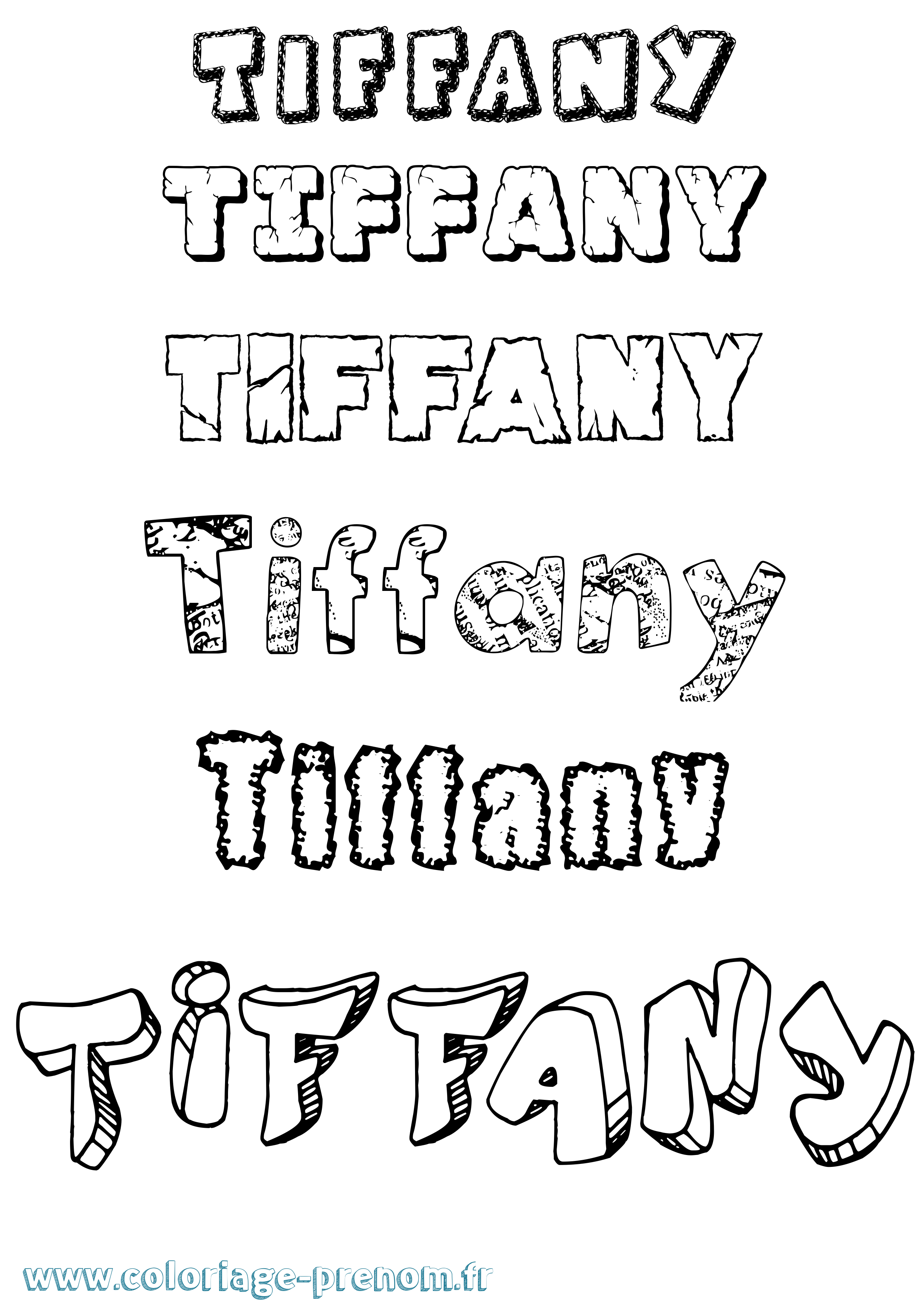 Coloriage prénom Tiffany Destructuré