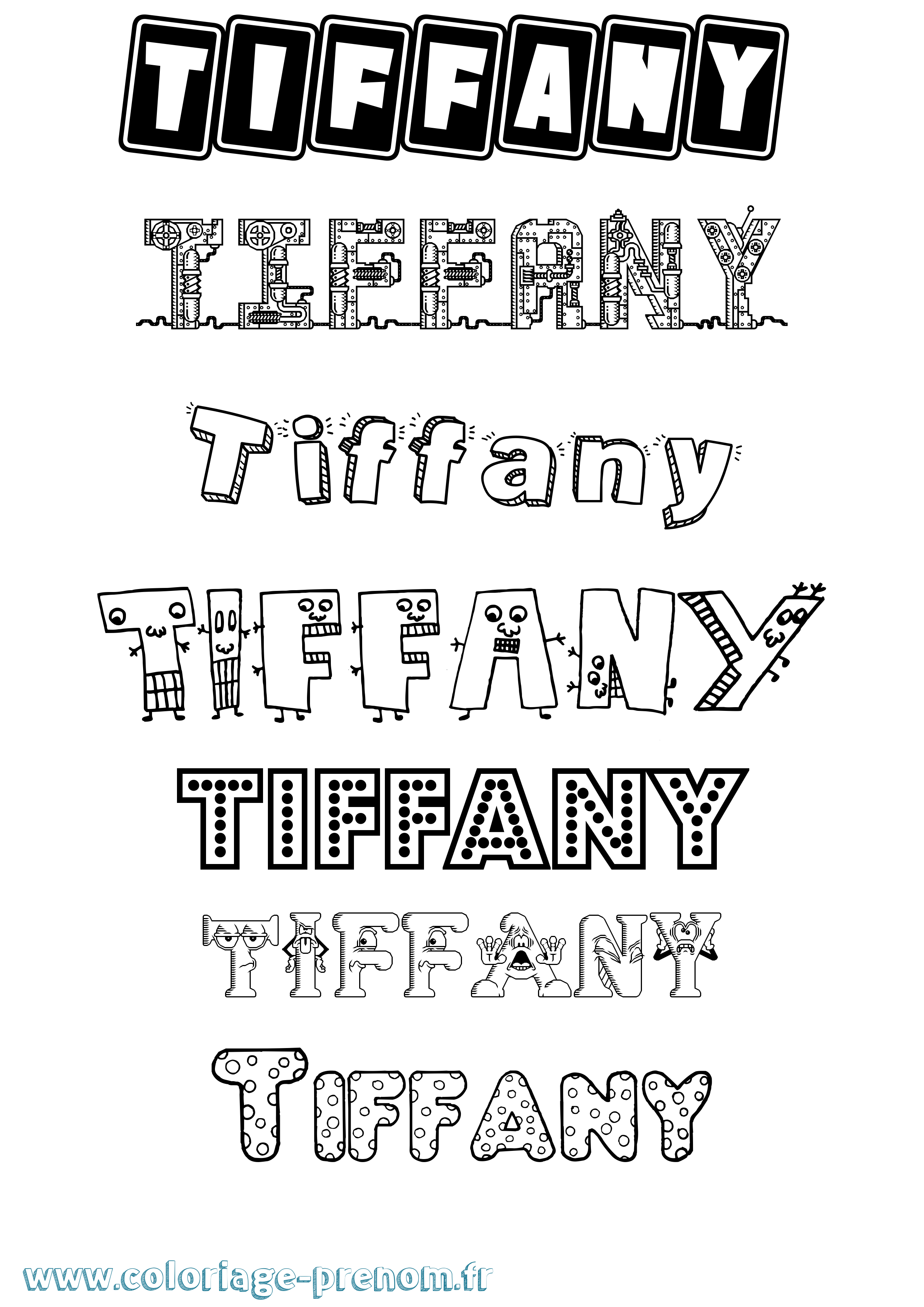 Coloriage prénom Tiffany Fun