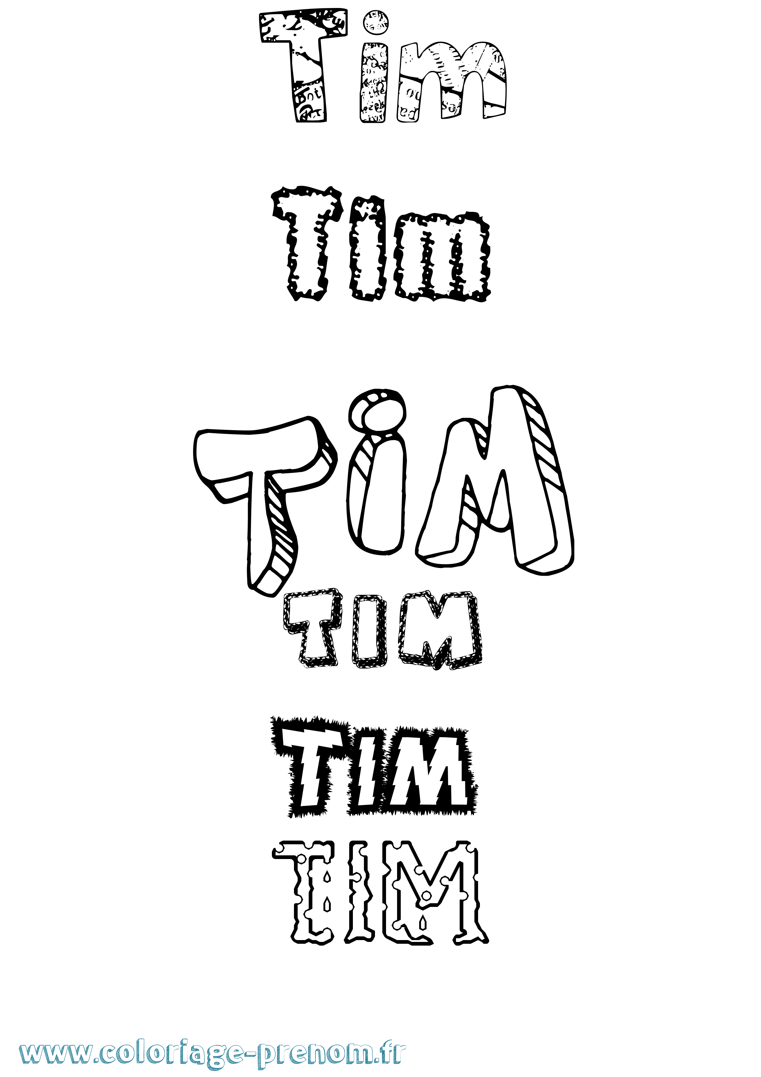 Coloriage Tim Coloriage prénom Tim