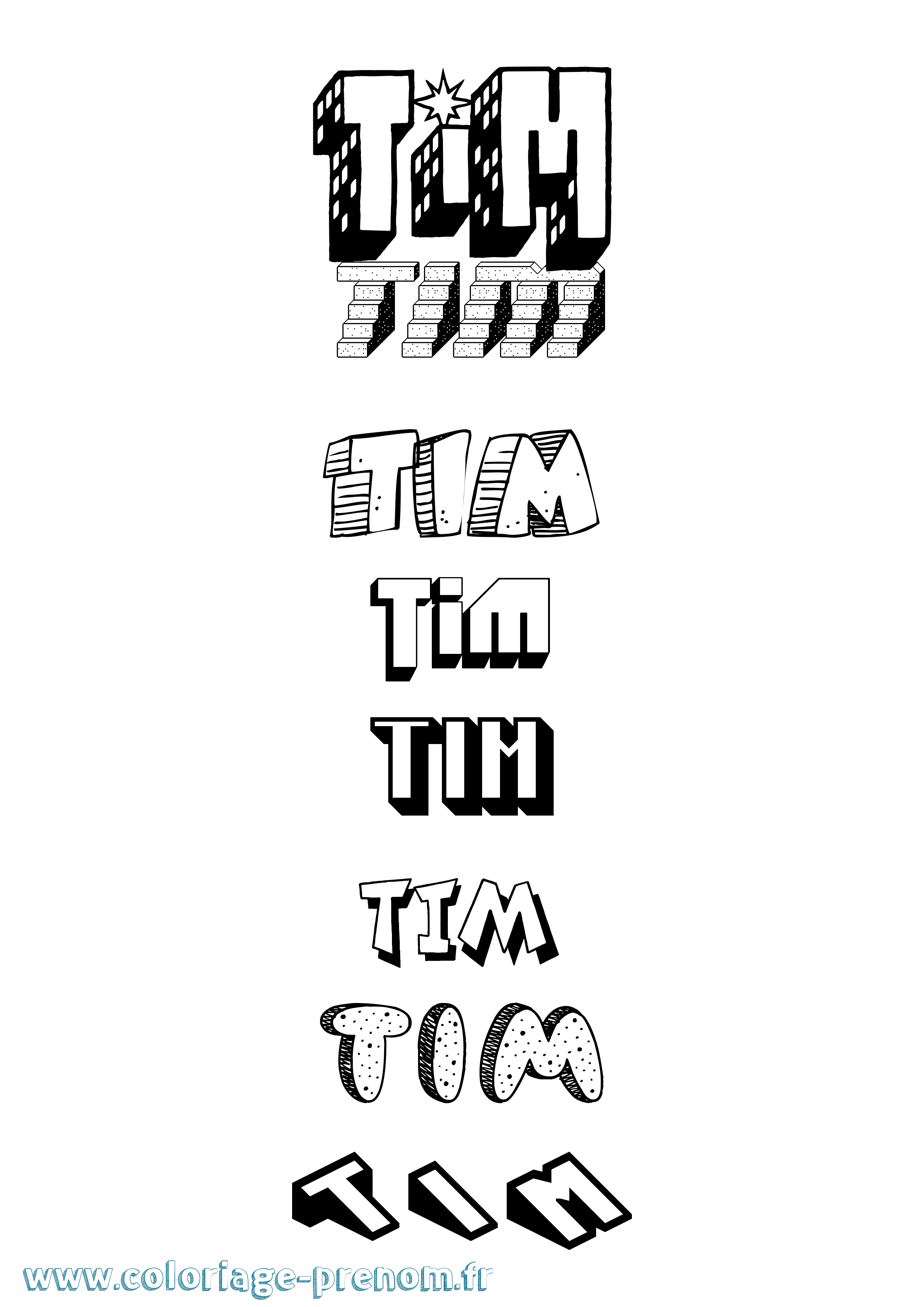 Coloriage Tim Coloriage prénom Tim