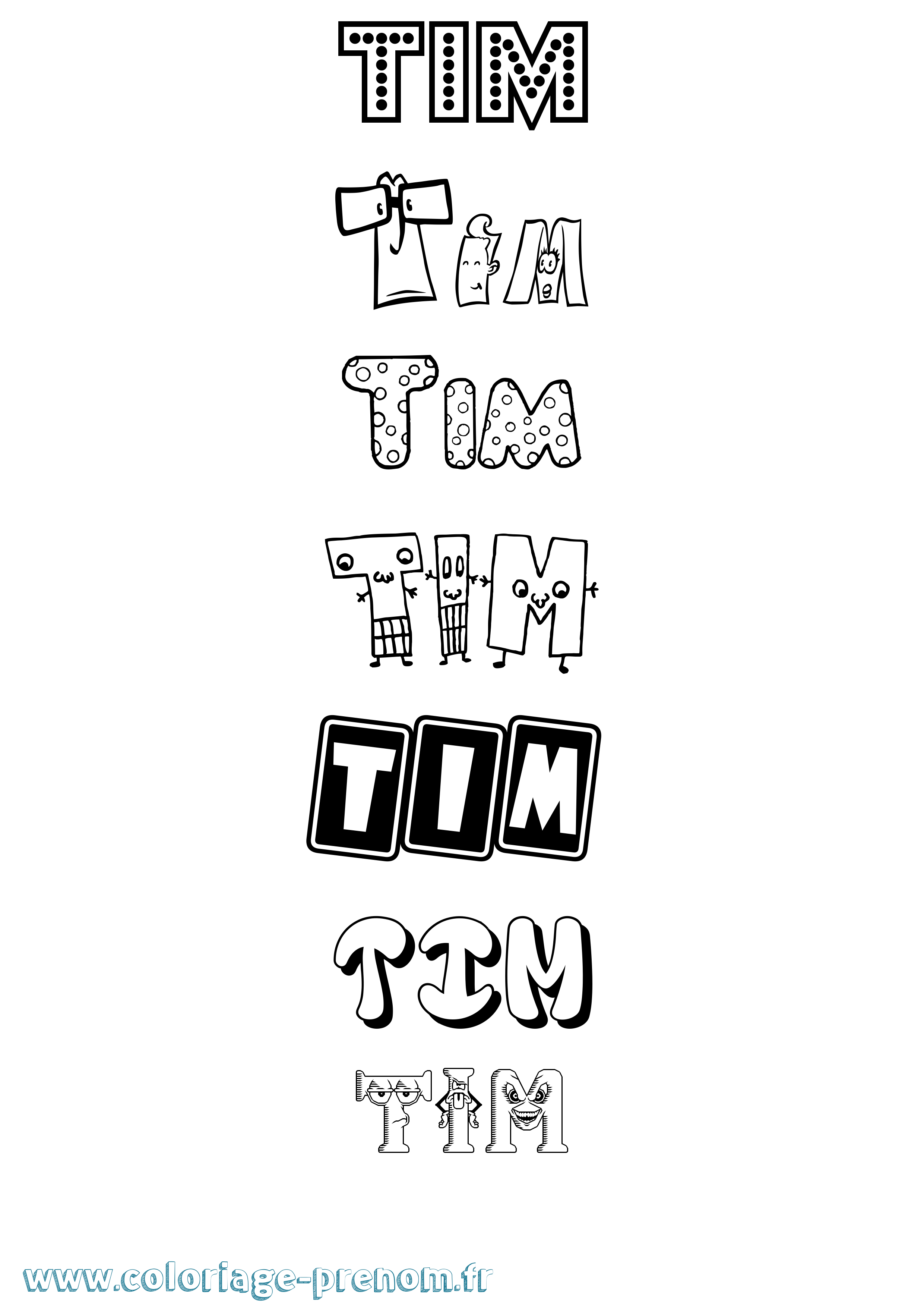 Coloriage Tim Coloriage prénom Tim