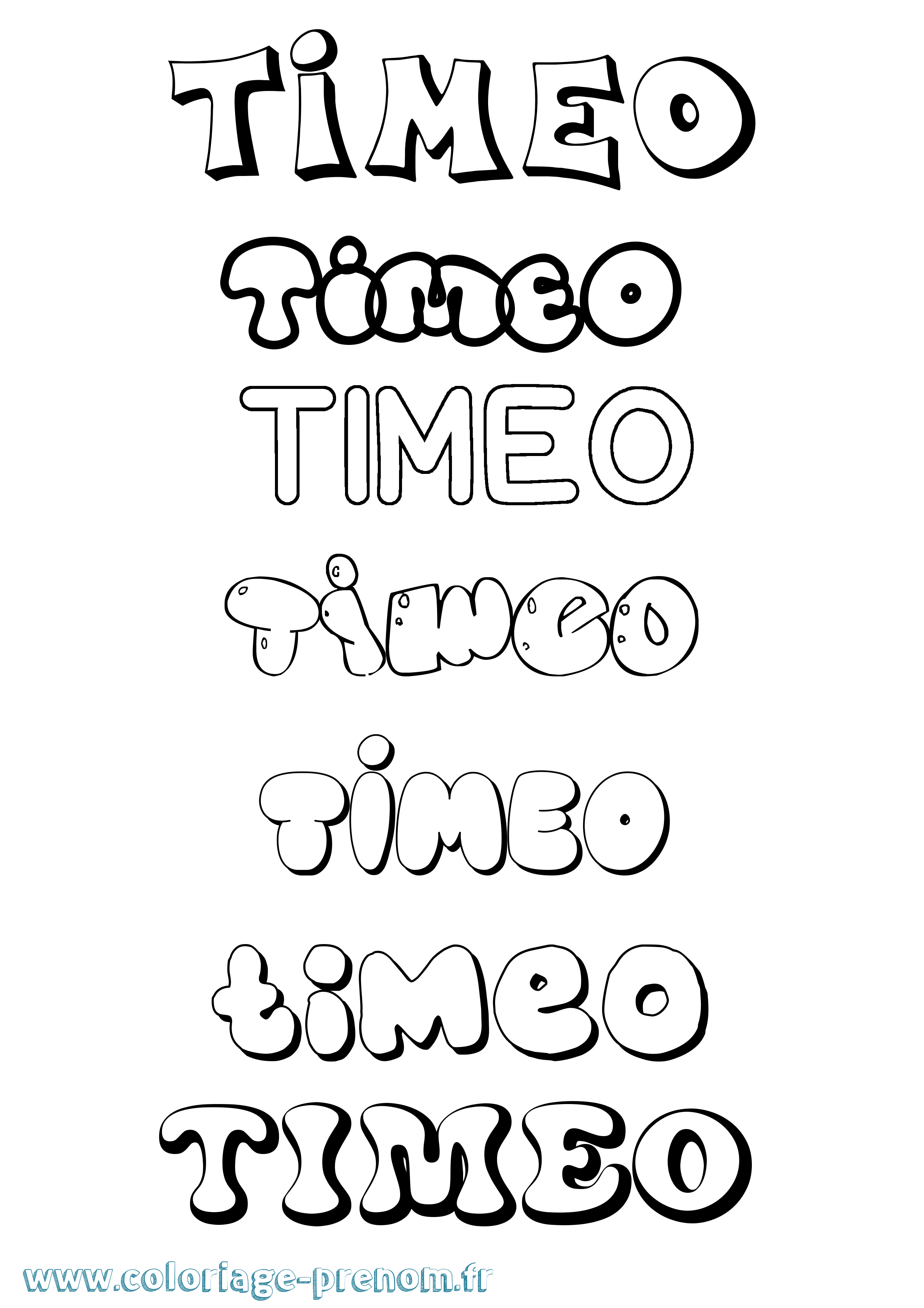 Coloriage prénom Timeo Bubble