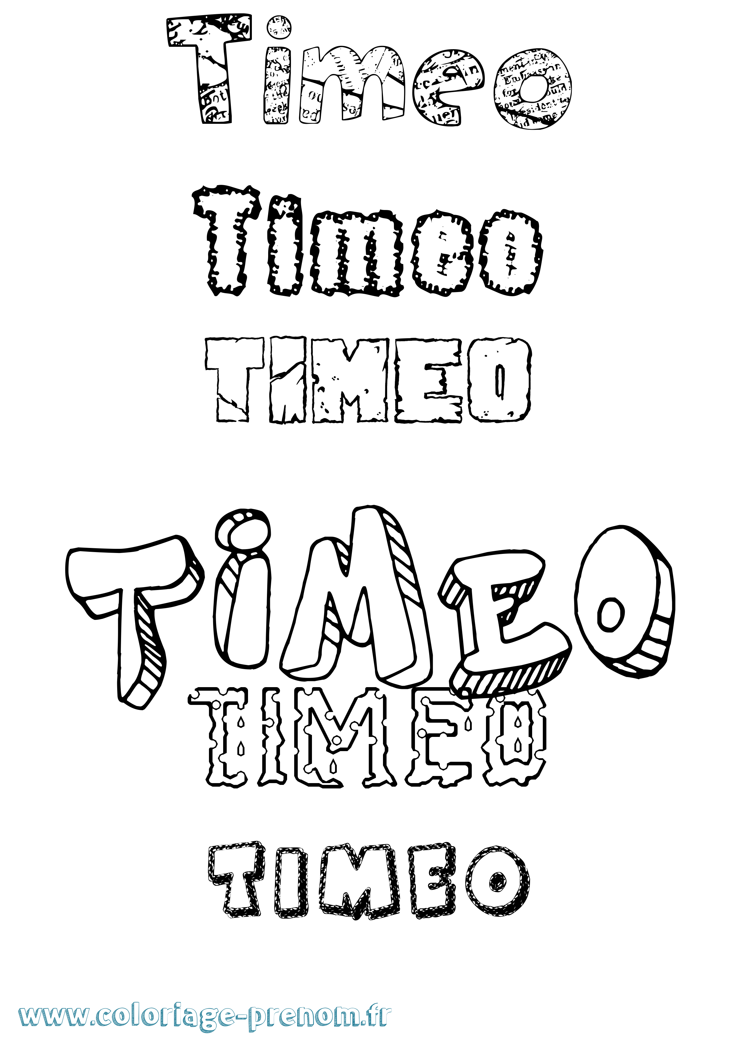Coloriage prénom Timeo Destructuré
