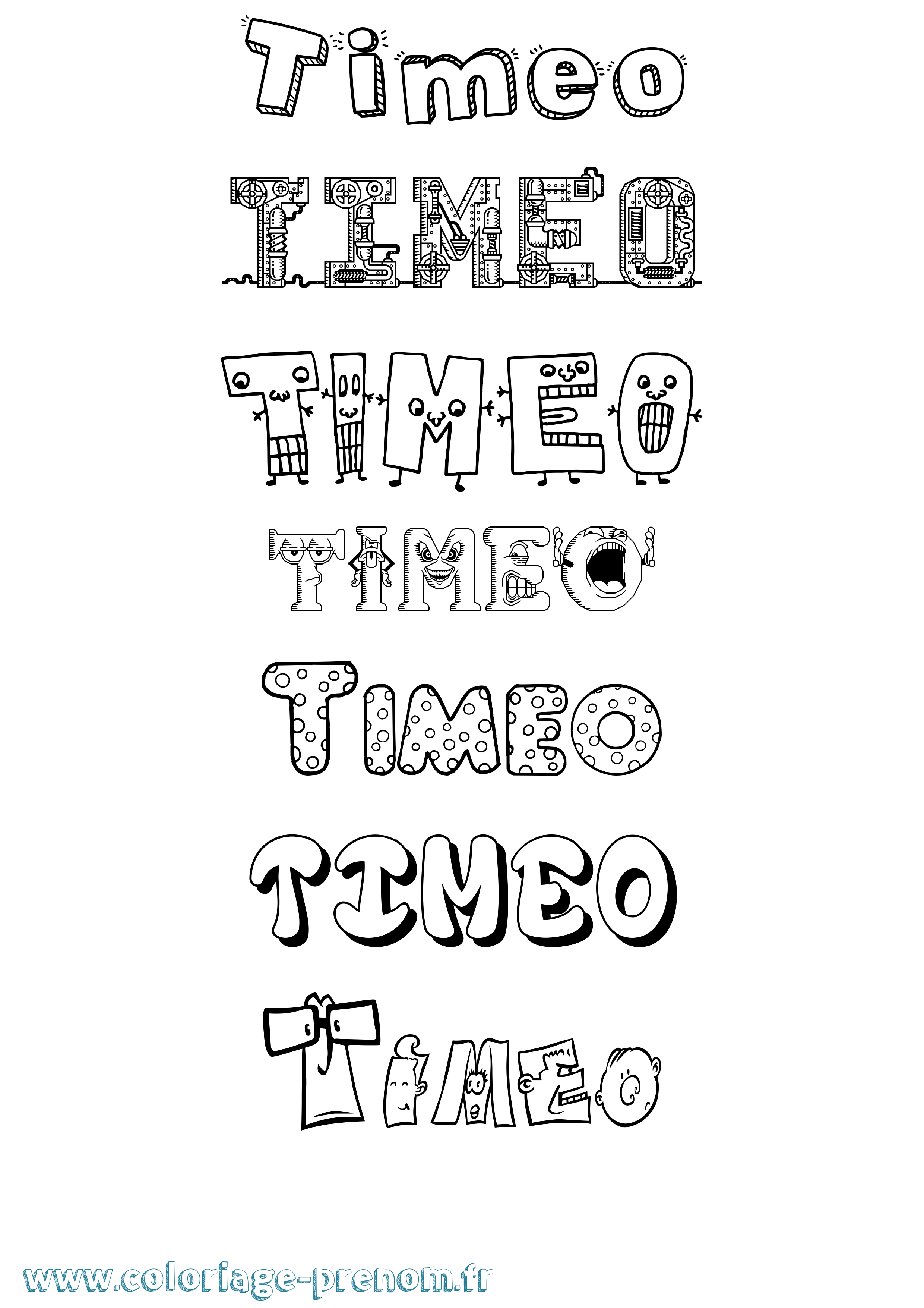 Coloriage prénom Timeo Fun