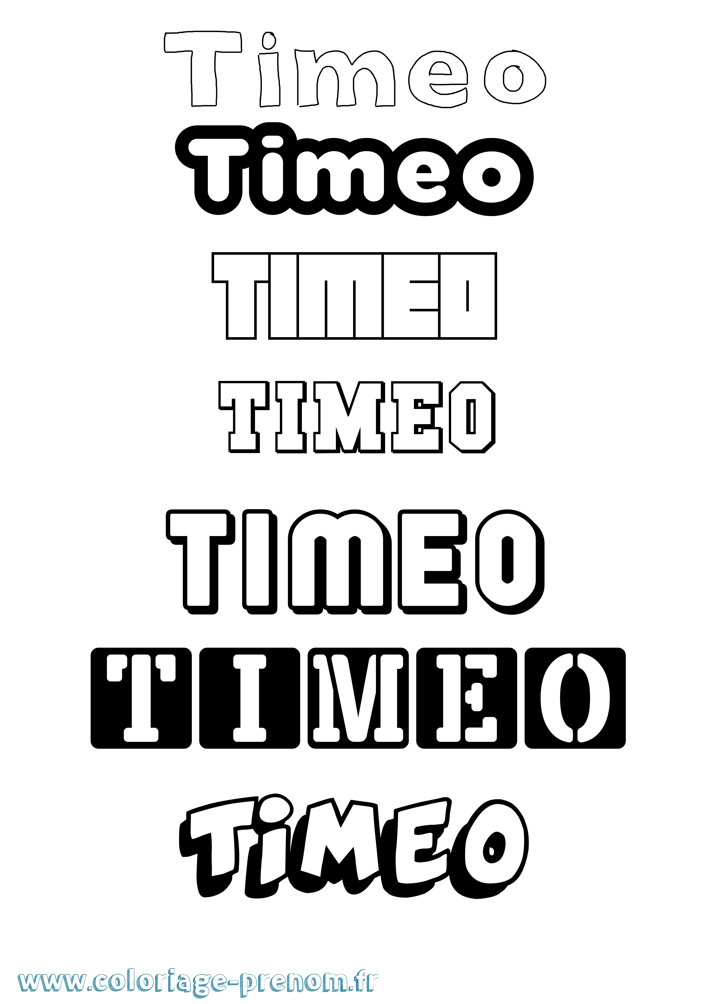 Coloriage prénom Timeo Simple