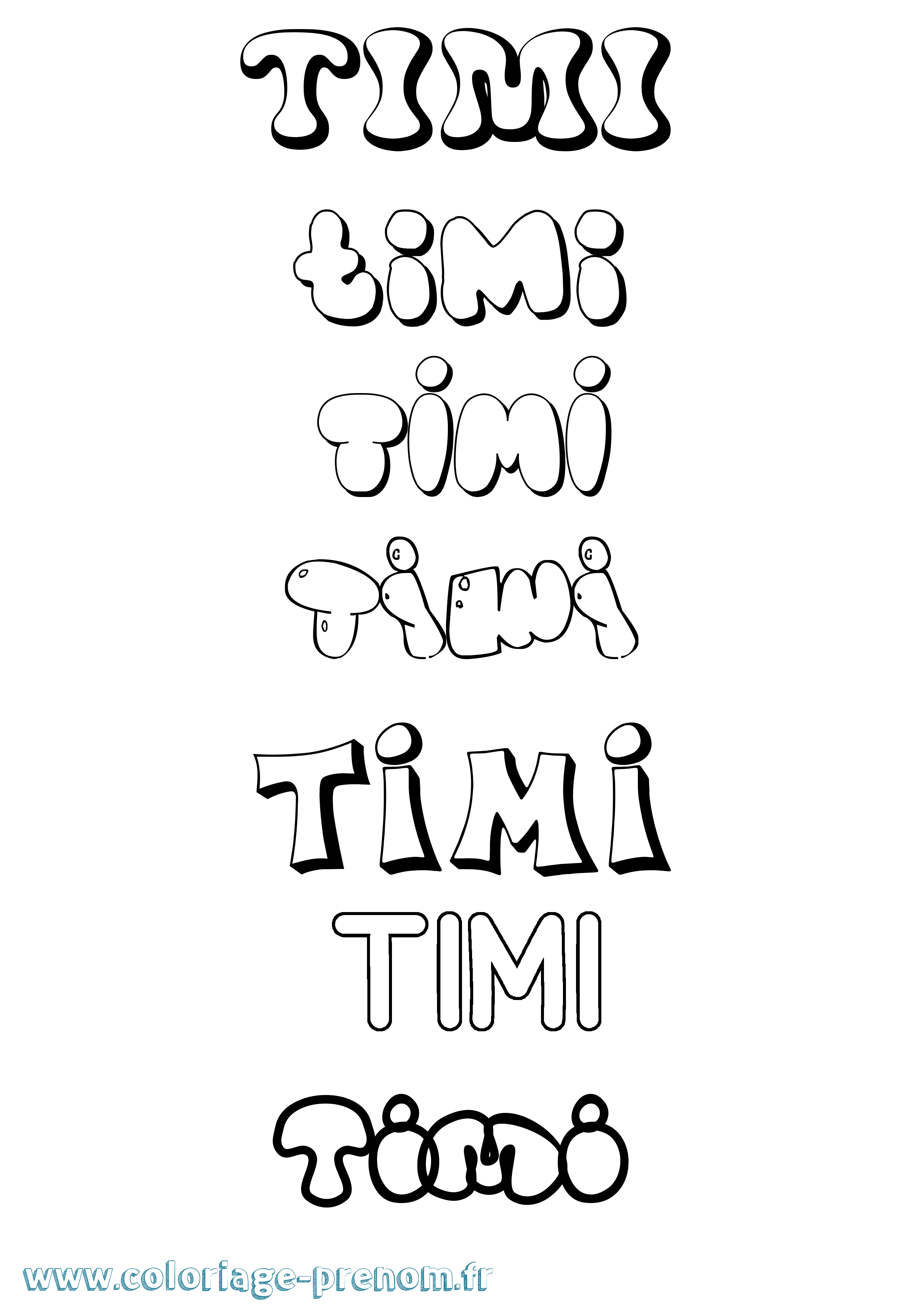 Coloriage Timi Bubble Coloriage prénom Timi Bubble