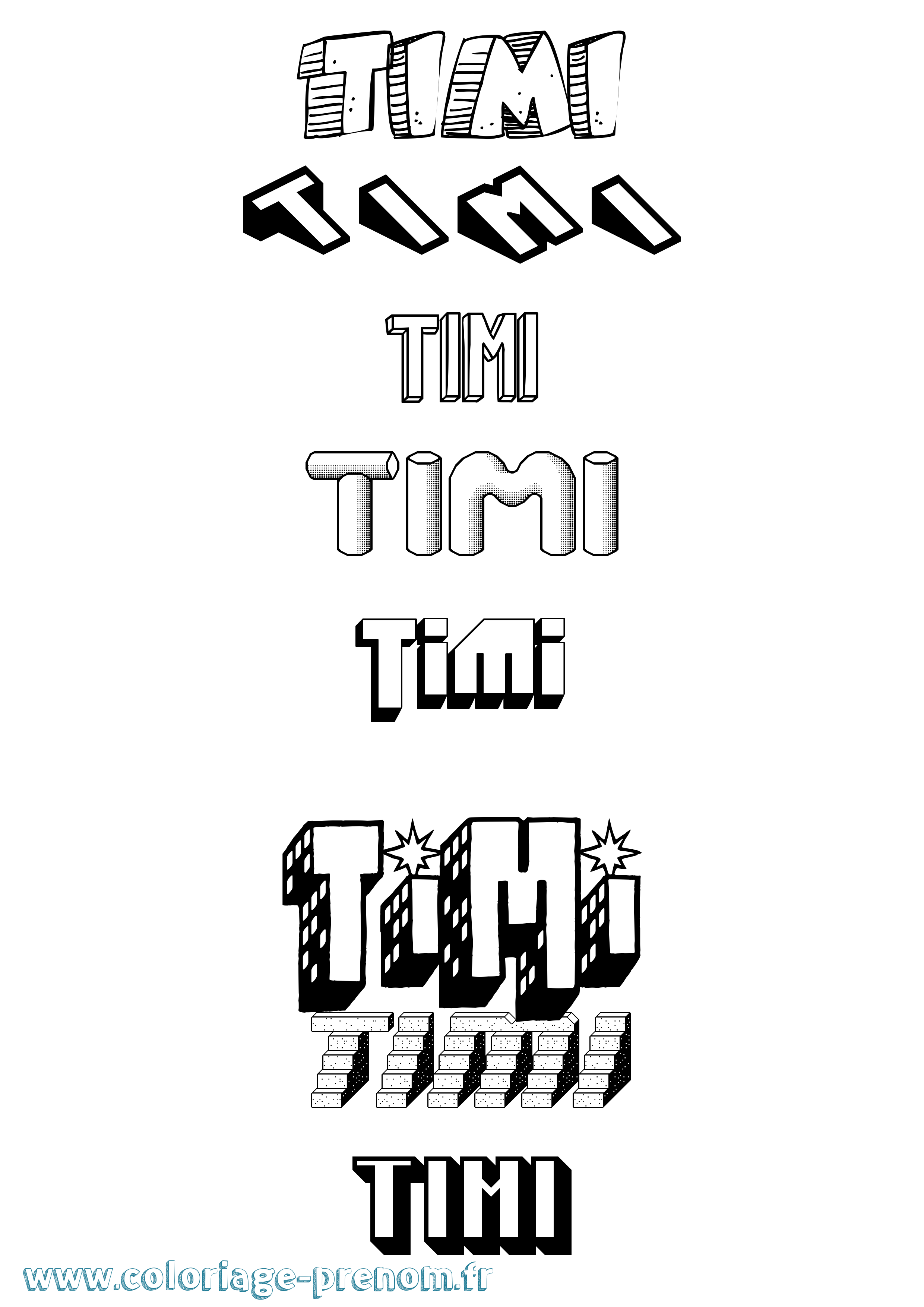 Coloriage Timi Effet 3D Coloriage prénom Timi Effet 3D