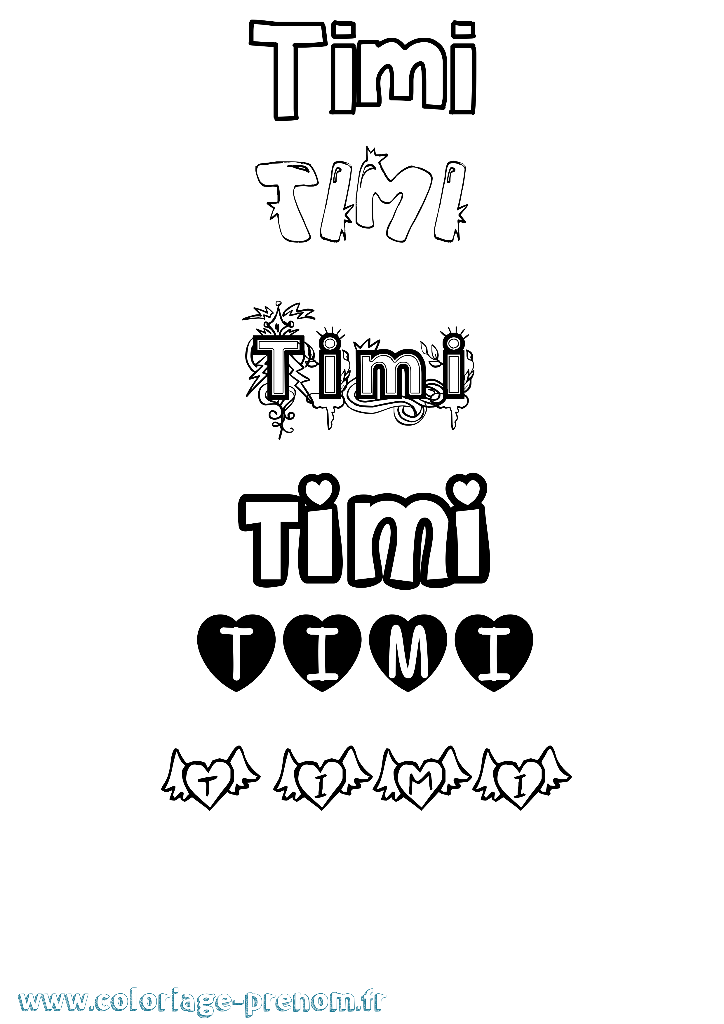 Coloriage Timi Girly Coloriage prénom Timi Girly