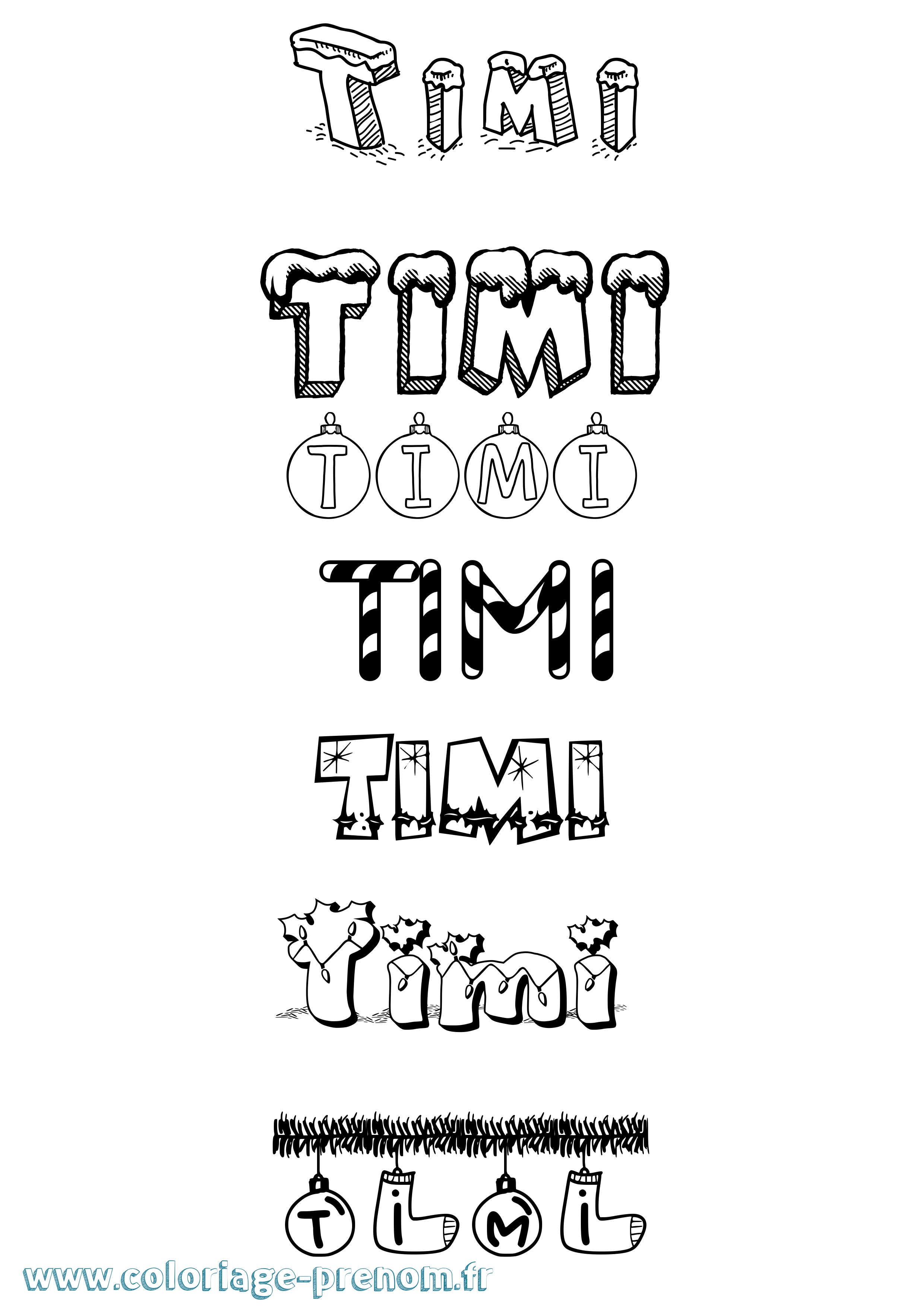 Coloriage Timi Noël Coloriage prénom Timi Noël