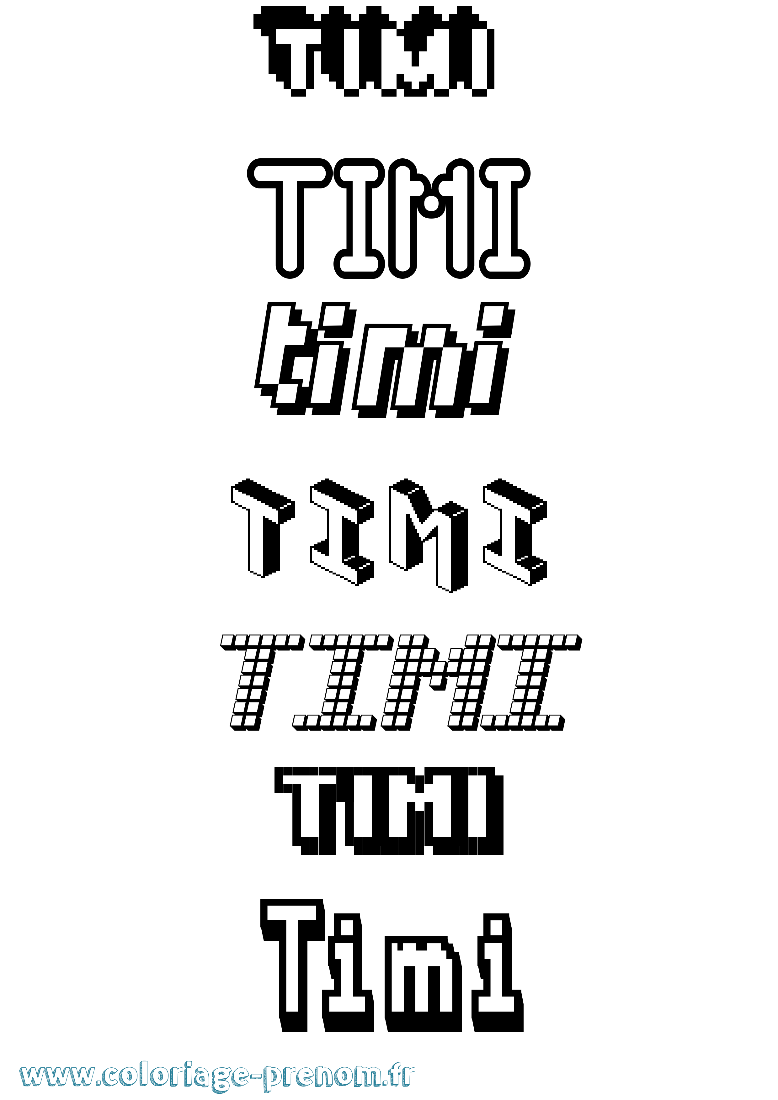 Coloriage prénom Timi Pixel