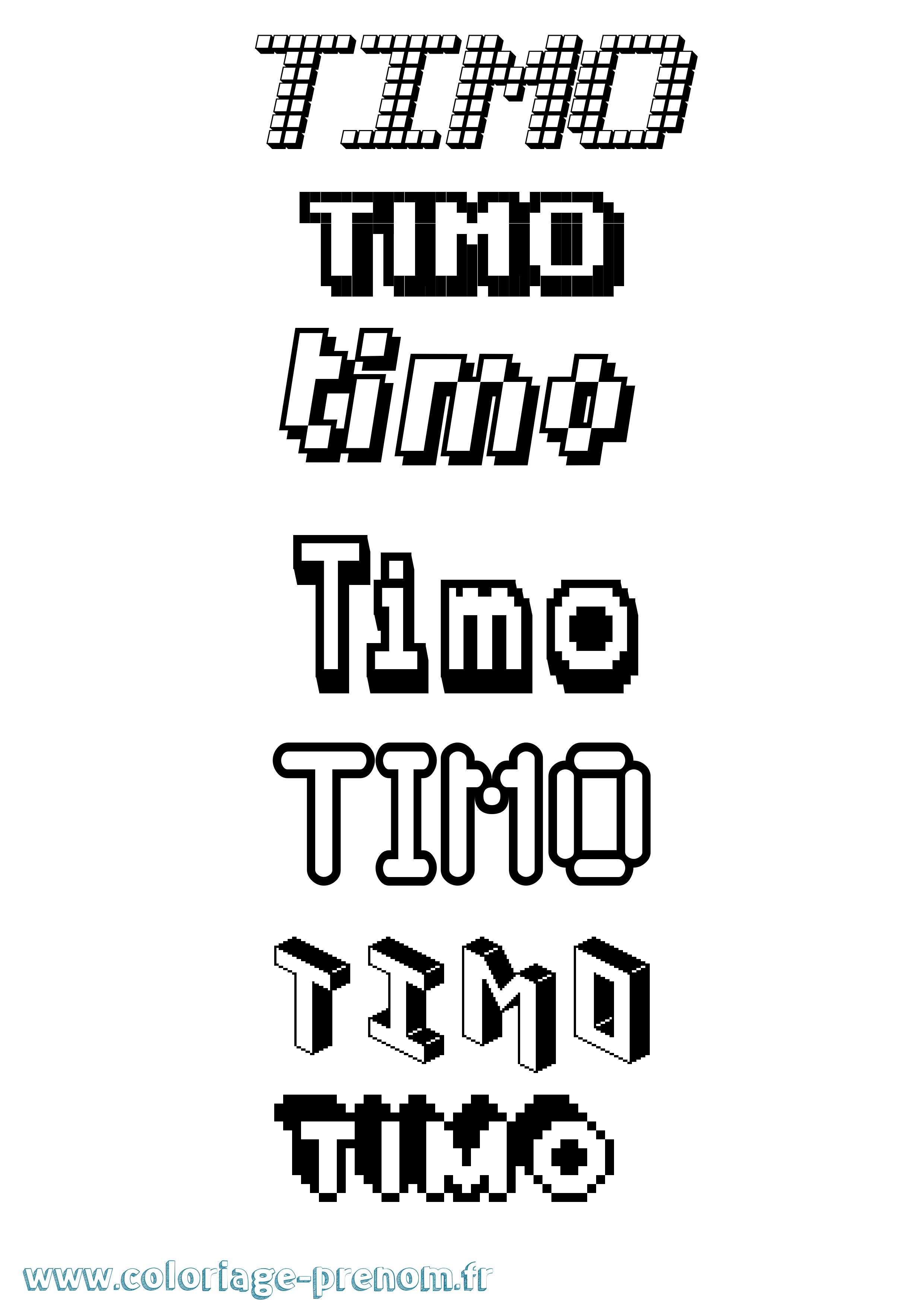 Coloriage prénom Timo Pixel