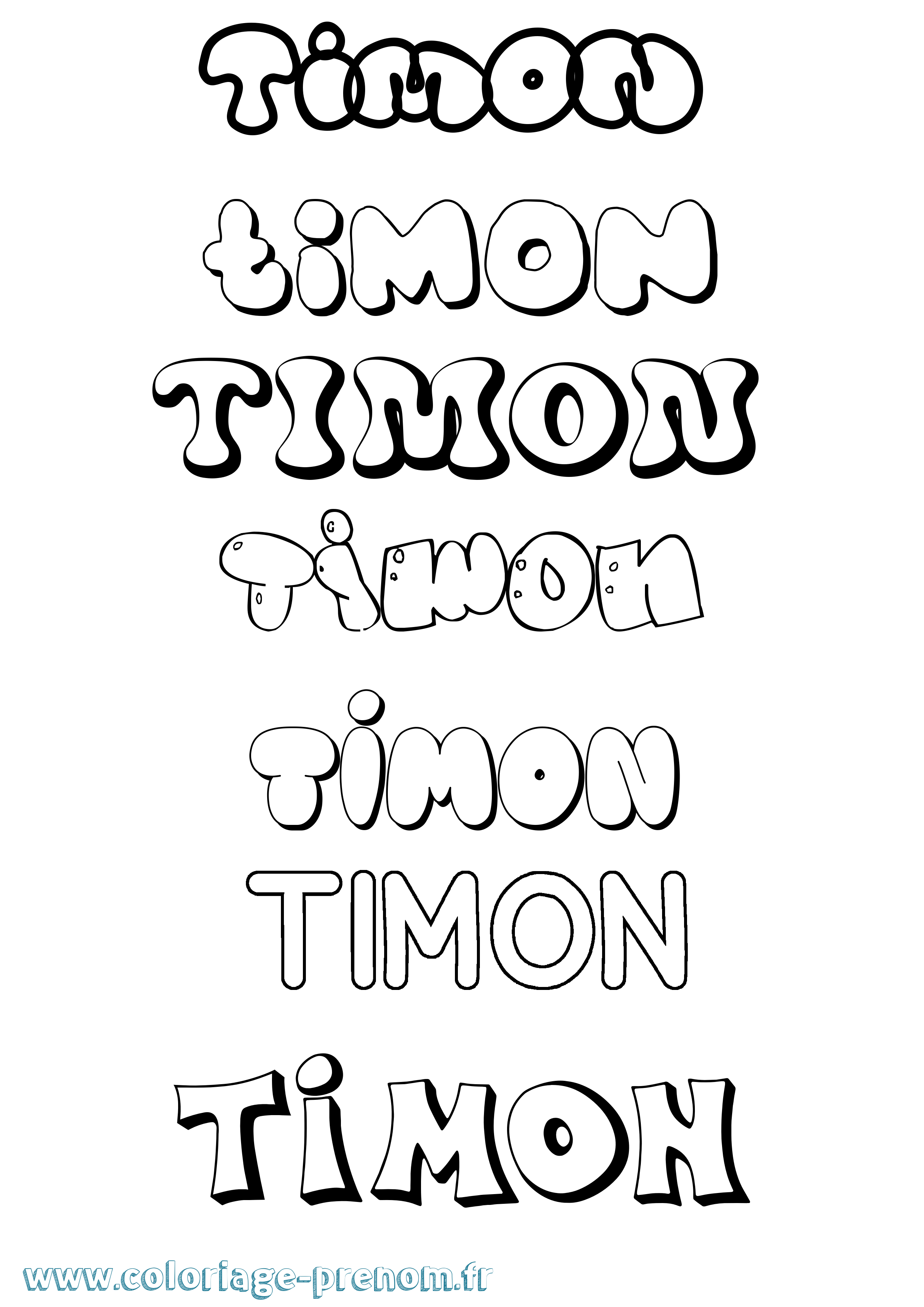 Coloriage prénom Timon Bubble