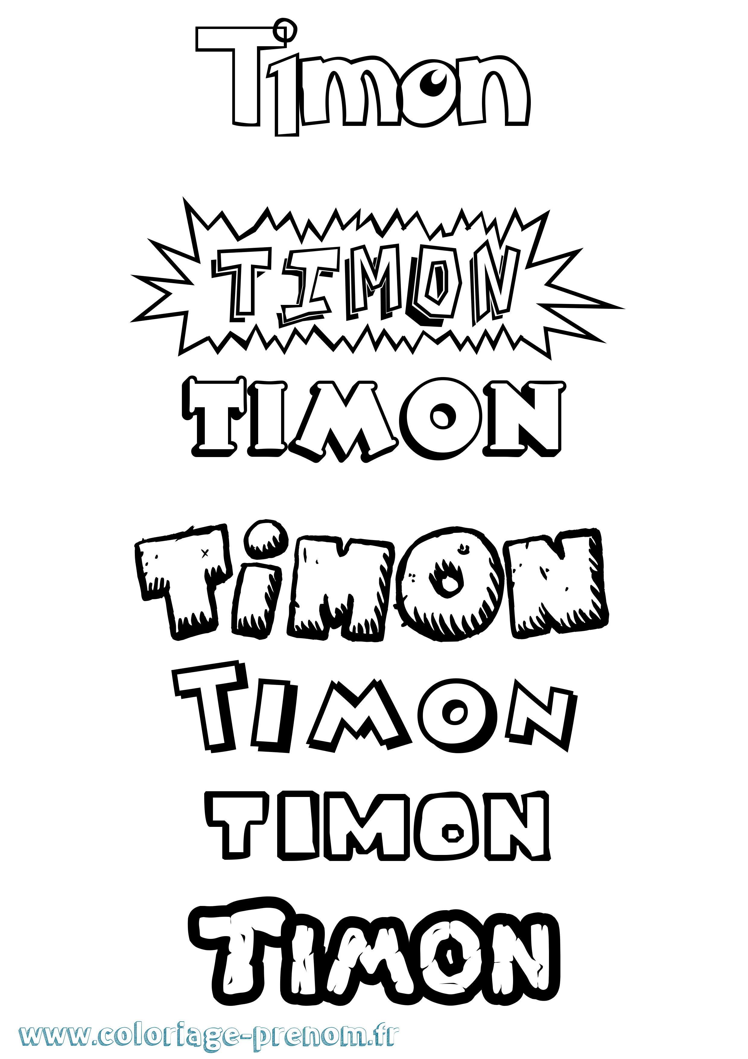 Coloriage prénom Timon Dessin Animé